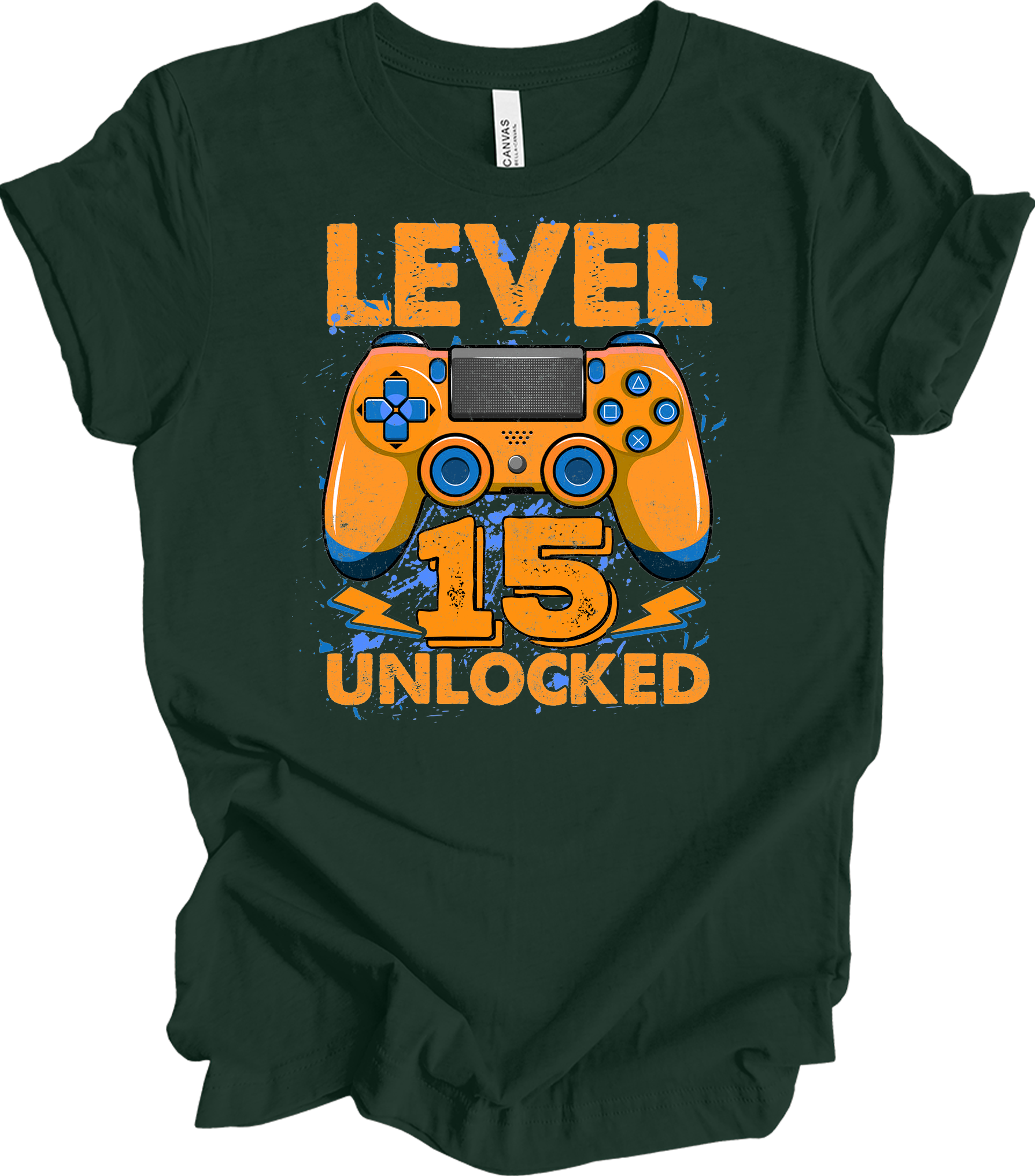 Level 15 Unlocked Gamer T-Shirt in Forest