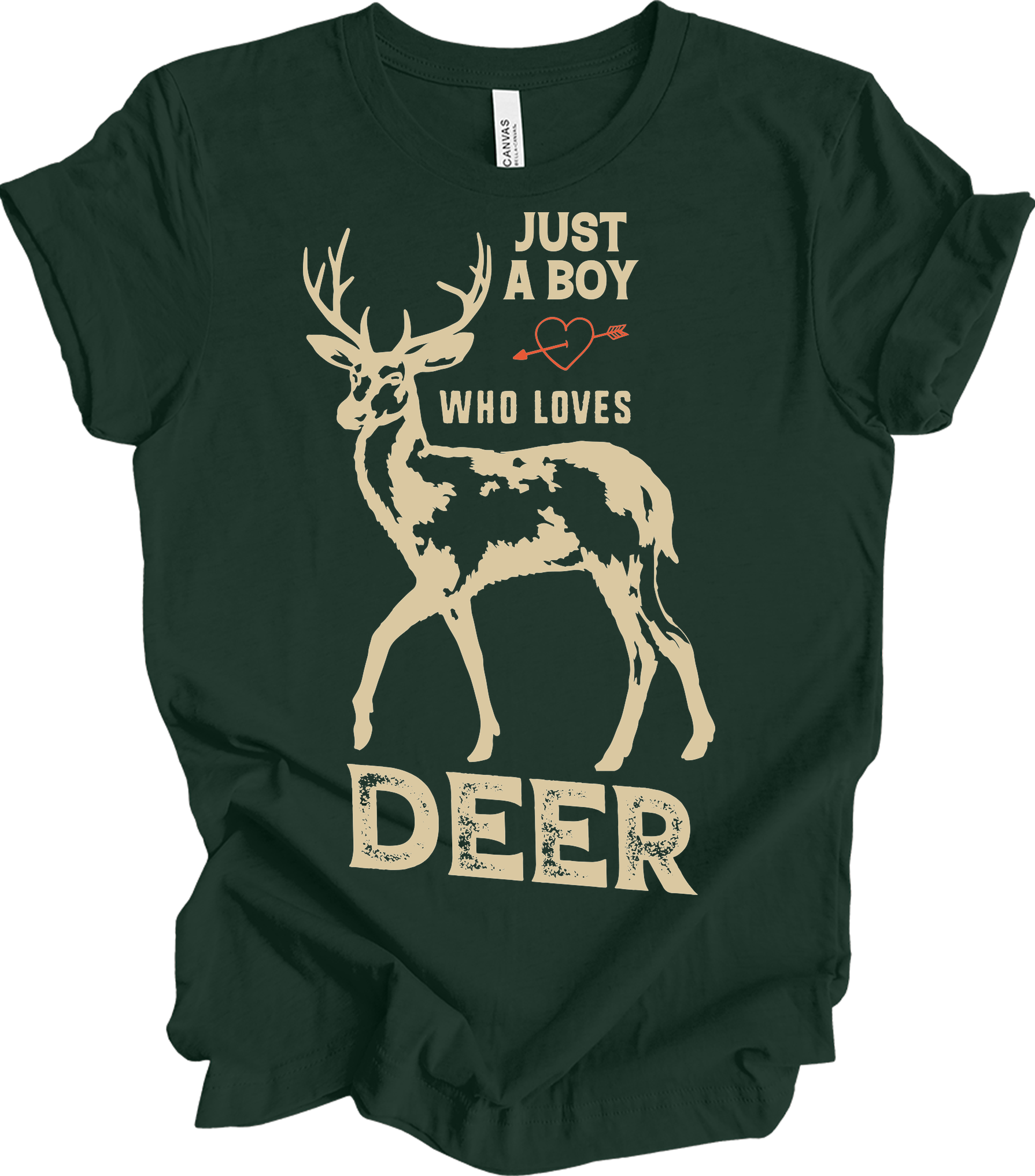 Just A Boy Who Loves Deer - Funny Hunter Gift T-Shirt in Forest