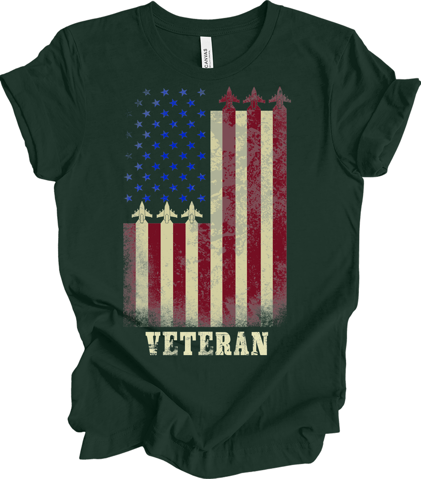 American Flag Veteran T-Shirt in Forest
