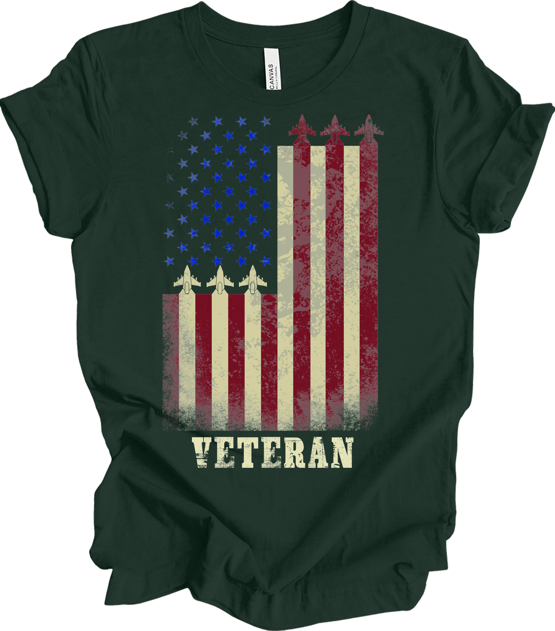American Flag Veteran T-Shirt in Forest