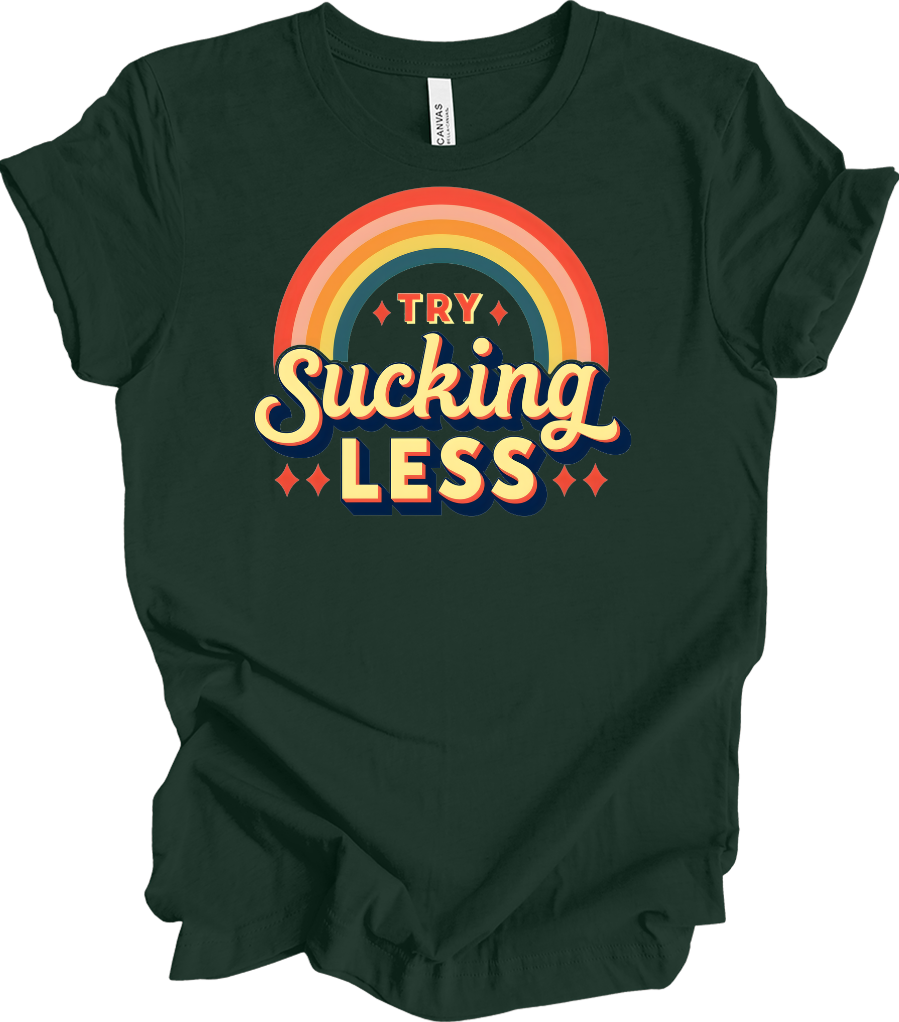 Try Sucking Less Retro T-Shirt in Forest