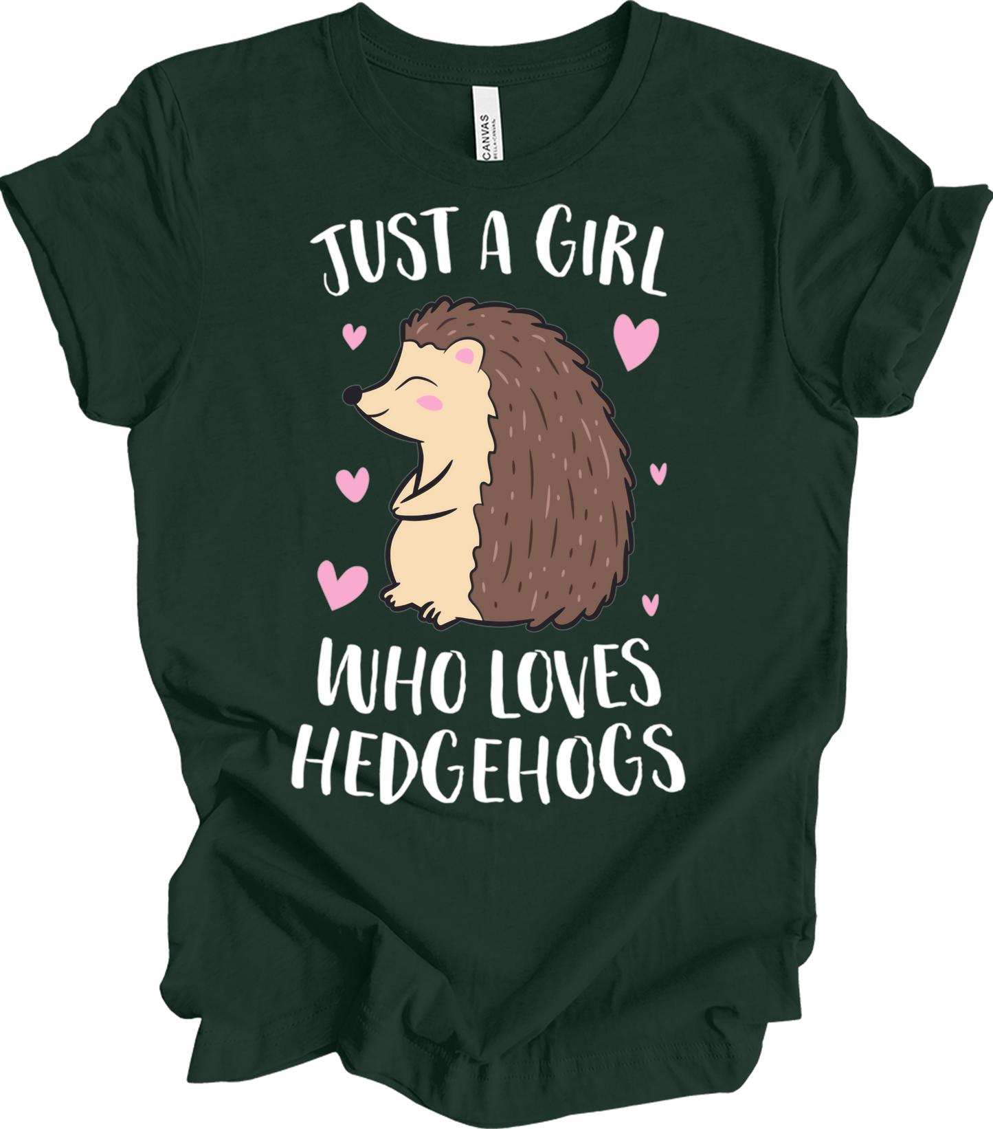 Just a Girl Who Loves Hedgehogs Cute Hedgehog Girl T-Shirt in Forest