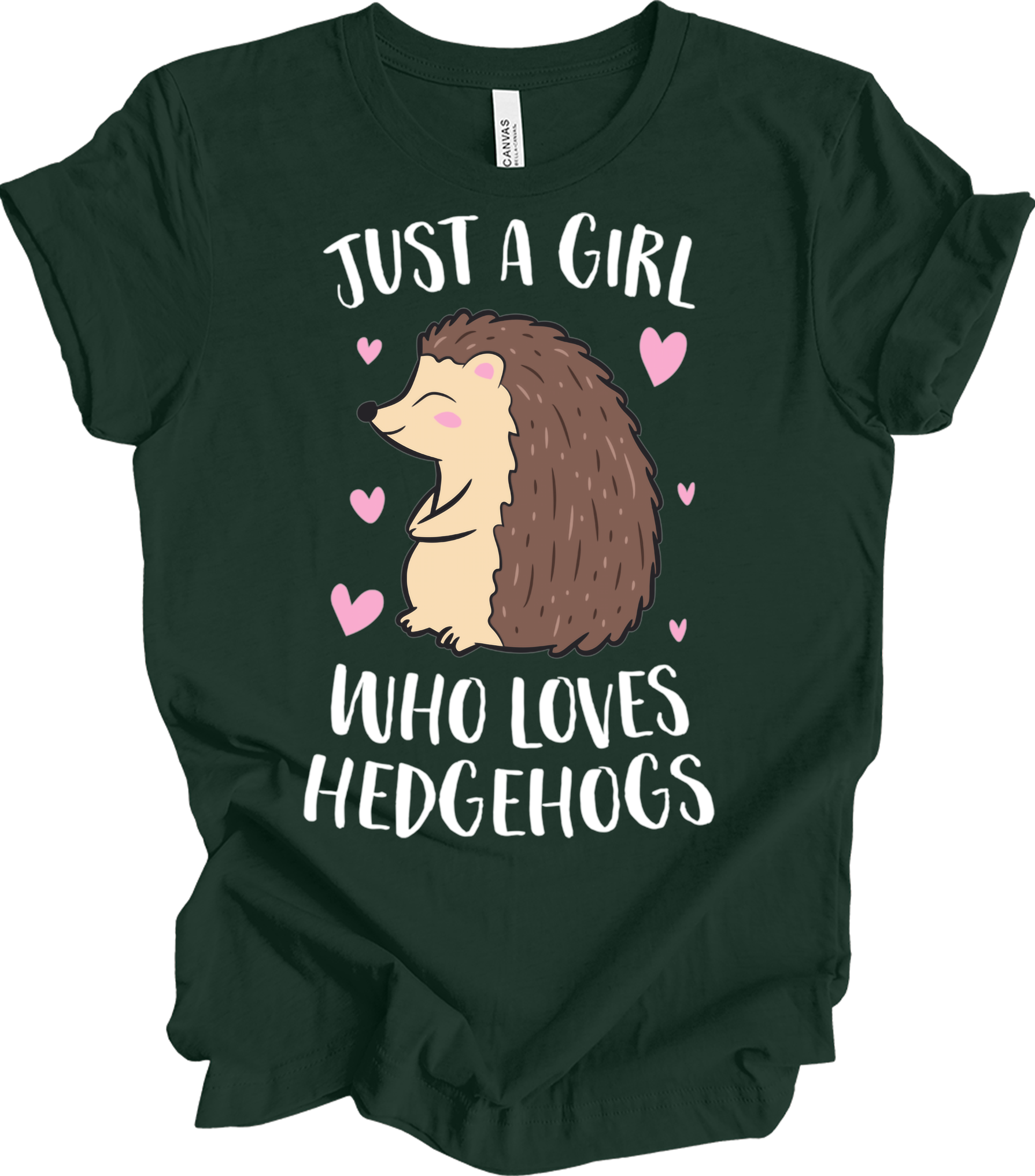 Just a Girl Who Loves Hedgehogs Cute Hedgehog Girl T-Shirt in Forest
