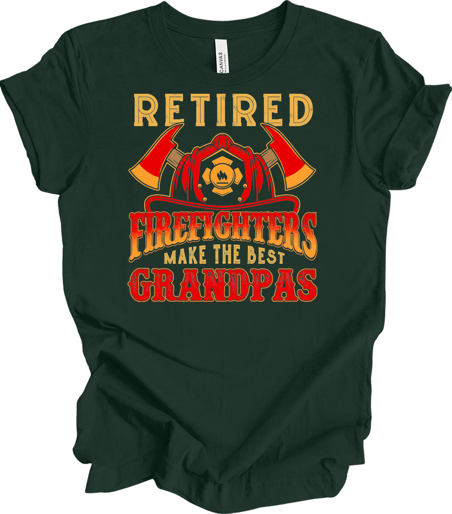 Retired Firefighter Grandpa T-Shirt in Forest