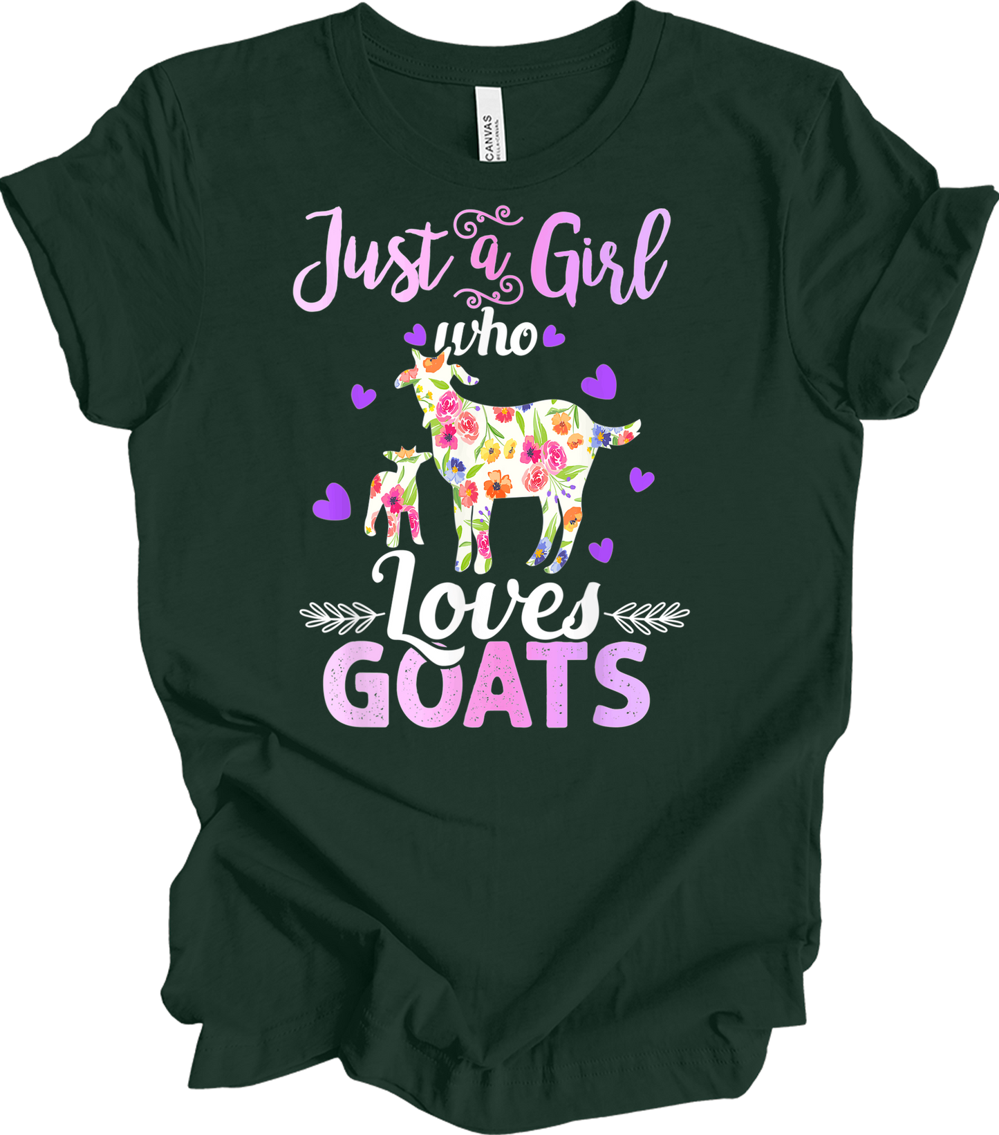 Just a Girl Who Loves Goats T-Shirt in Forest