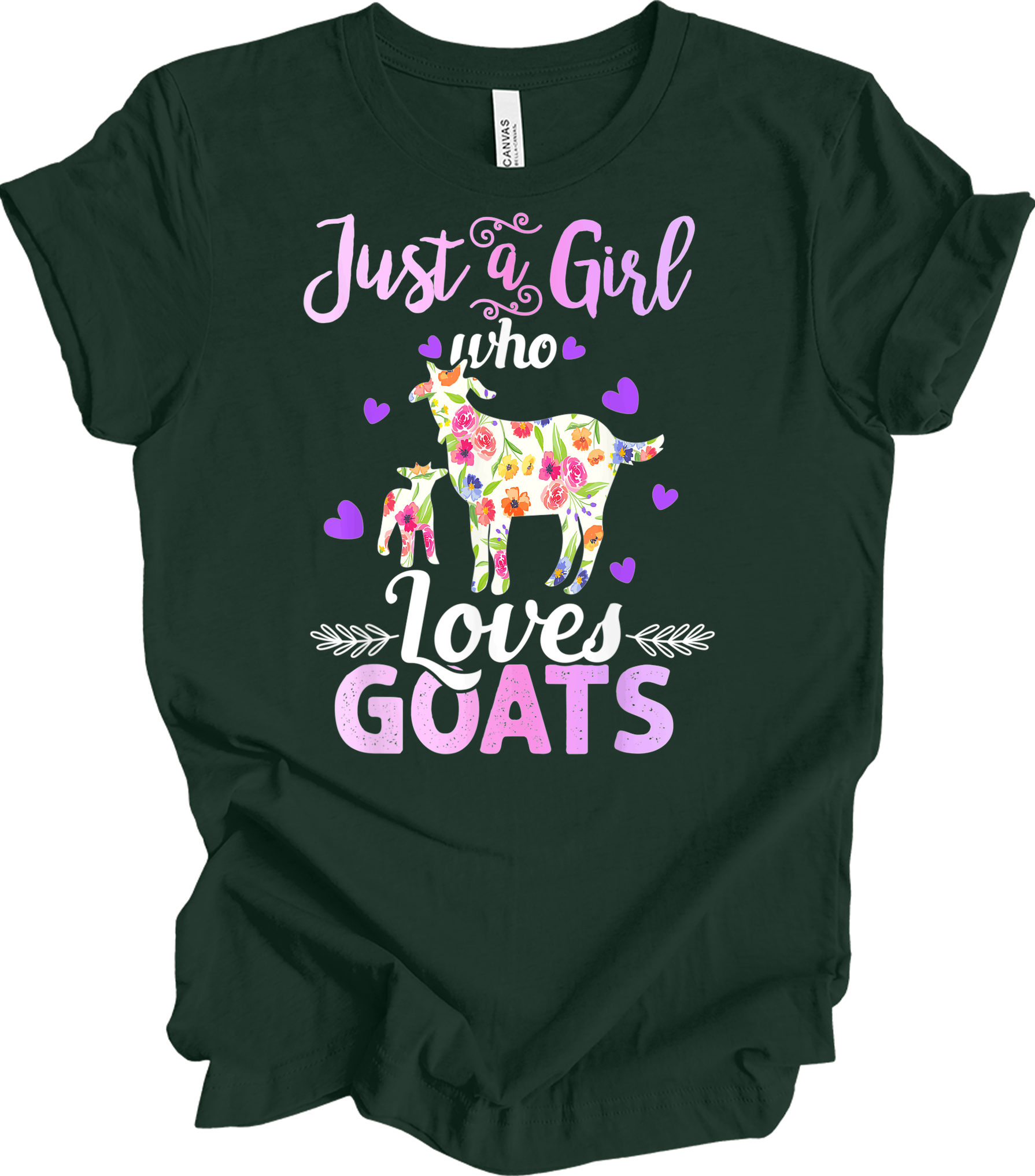 Just a Girl Who Loves Goats T-Shirt in Forest