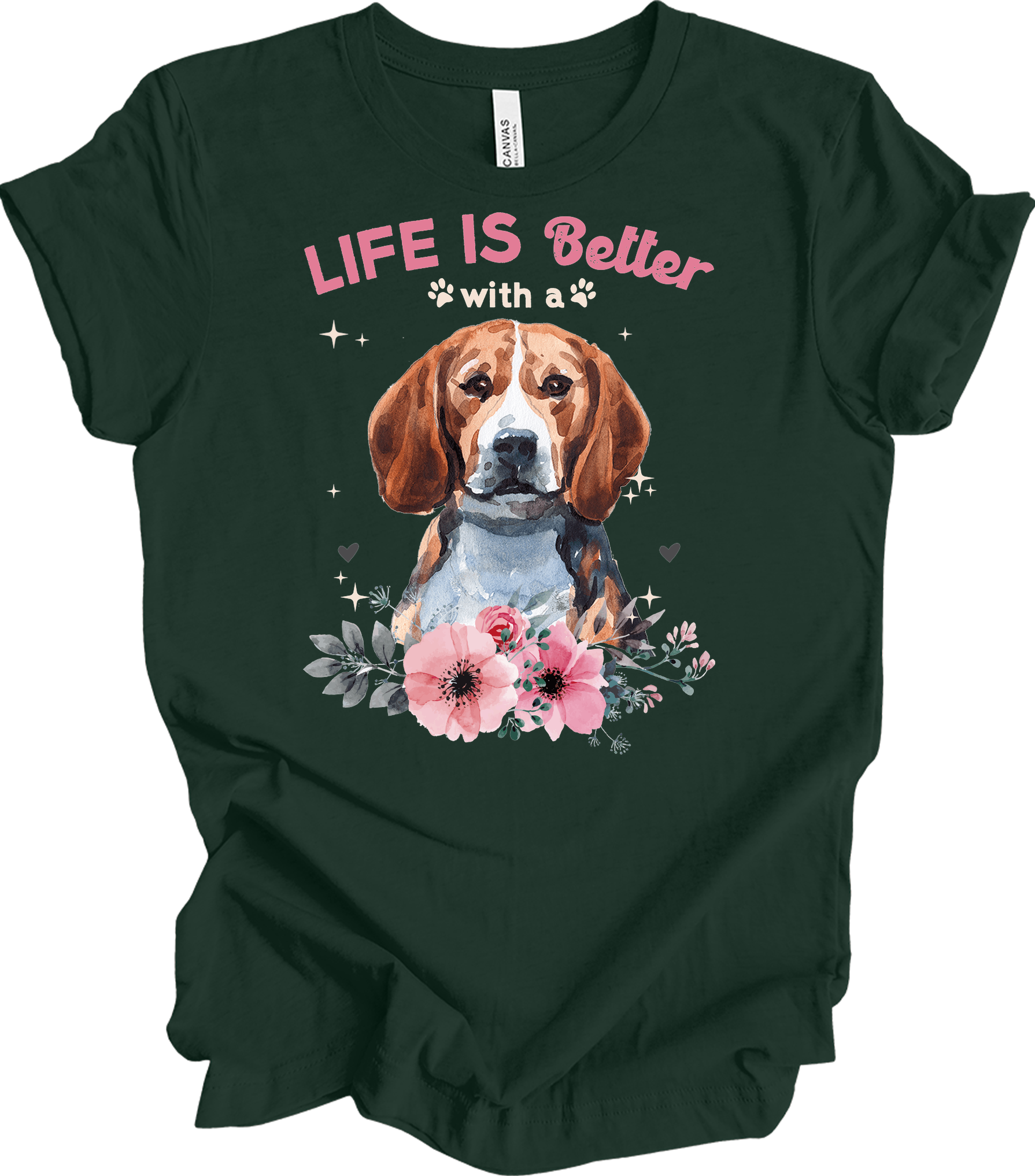 Life is Better with a Beagle T-Shirt in Forest