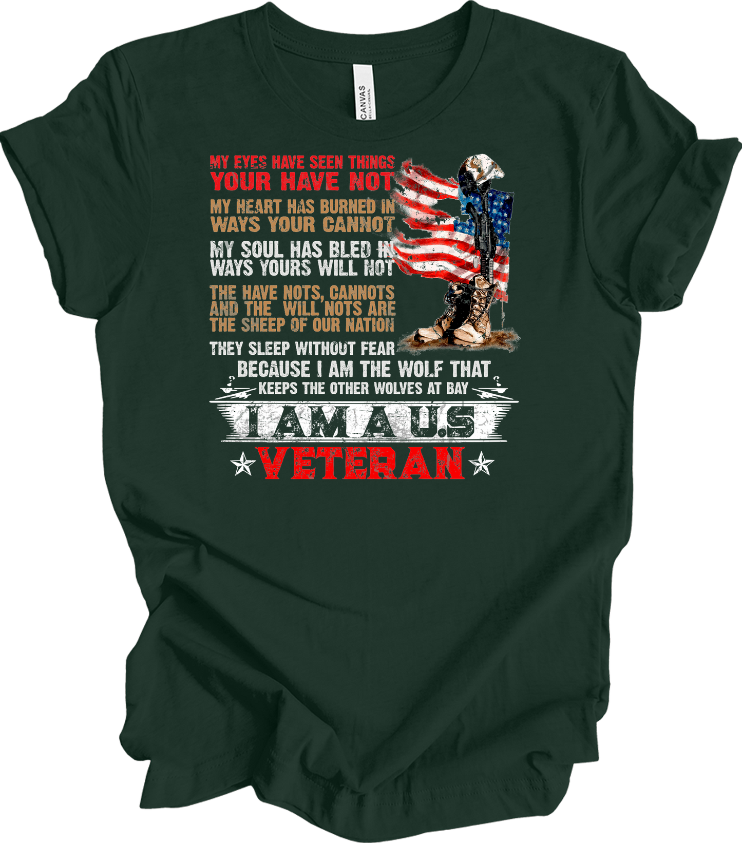 U.S. Veteran Patriotic T-Shirt in Forest
