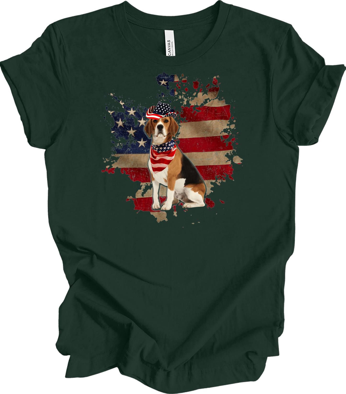 Beagle 4th of July T-Shirt in Forest