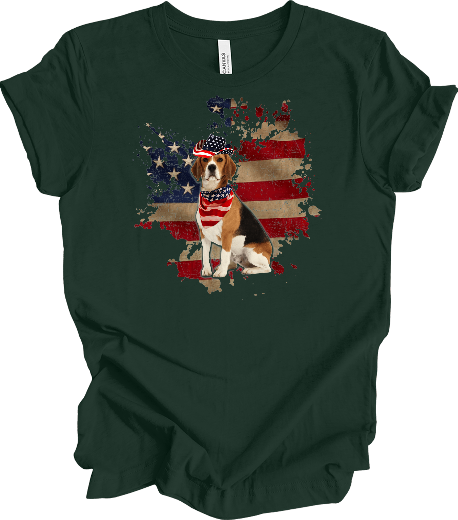 Beagle 4th of July T-Shirt in Forest