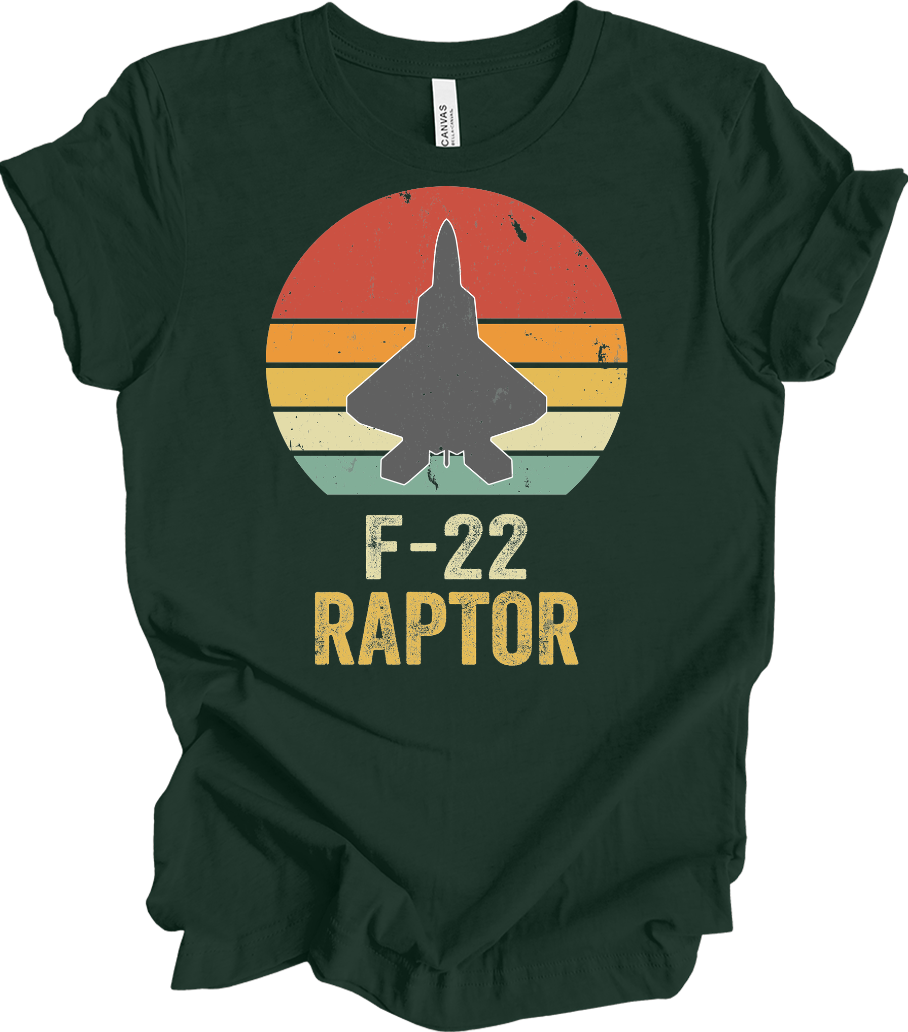F-22 Raptor Retro T-Shirt in Forest
