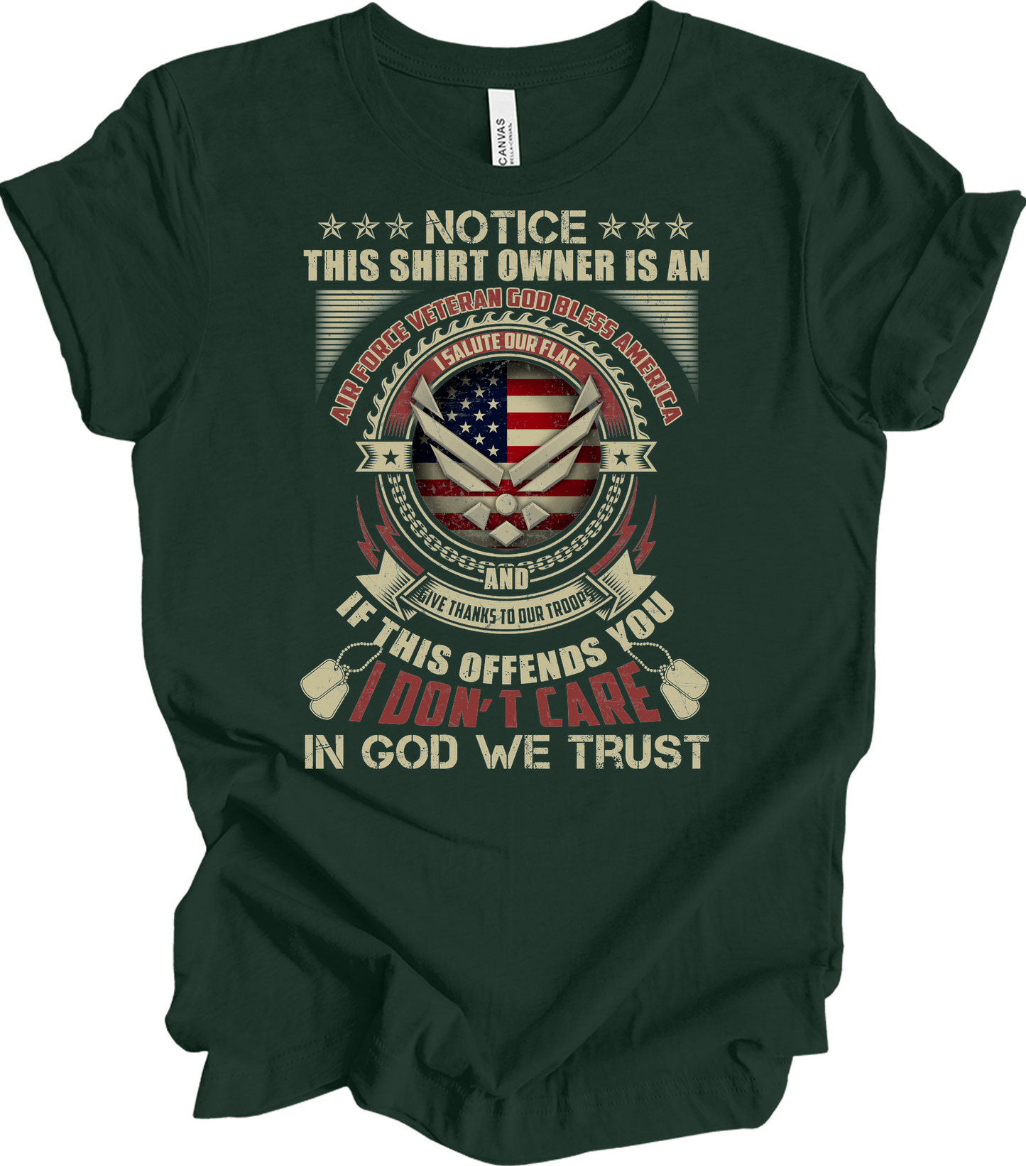 Air Force Veteran US Military Patriotic T-Shirt in Forest