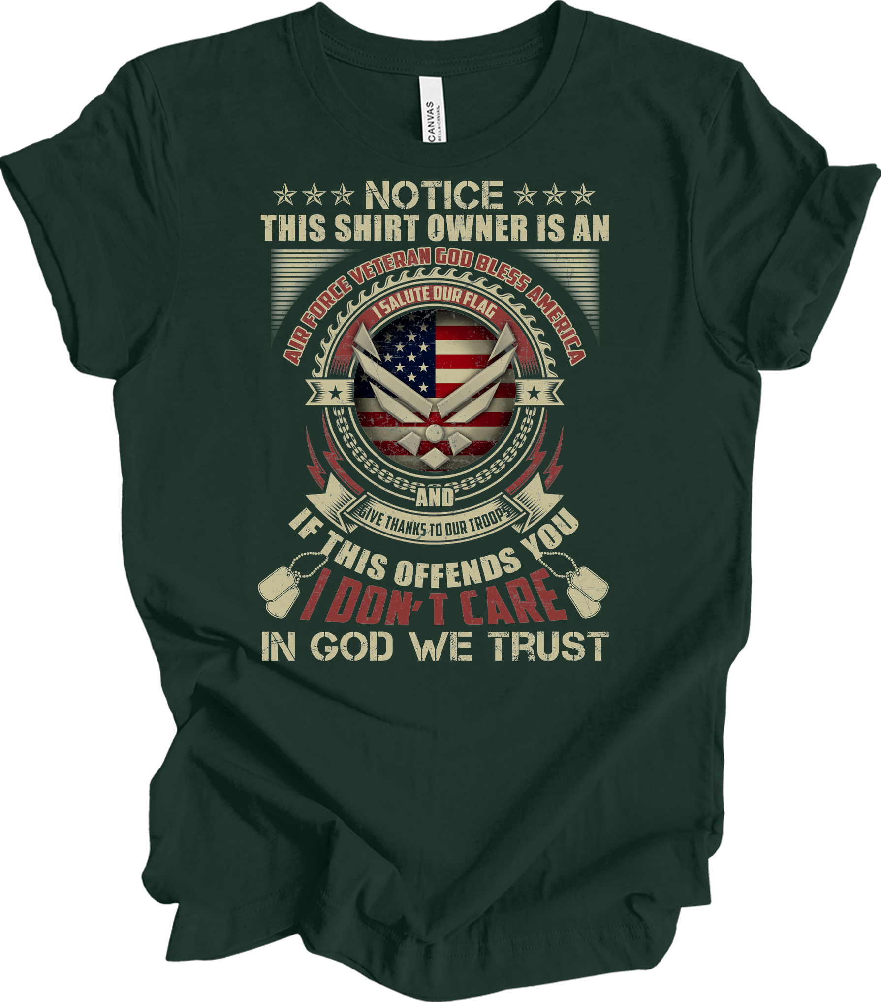 Air Force Veteran US Military Patriotic T-Shirt in Forest