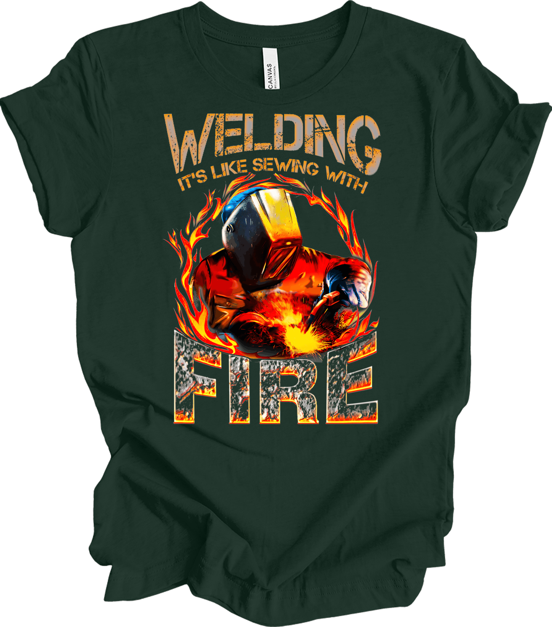 Welding: Sewing with Fire T-Shirt in Forest