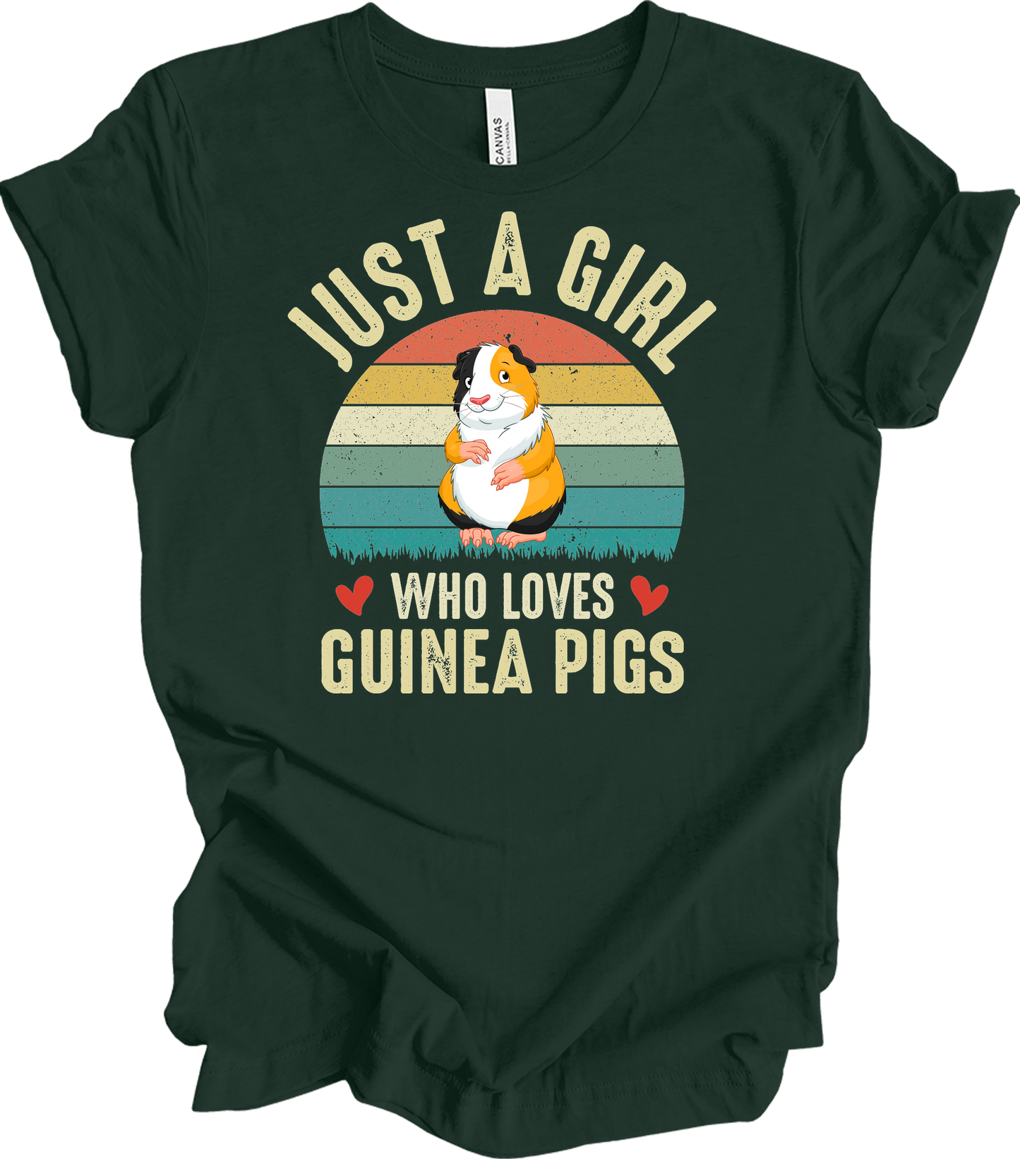 Just a Girl Who Loves Guinea Pigs - Cute Retro Pet Gift T-Shirt in Forest