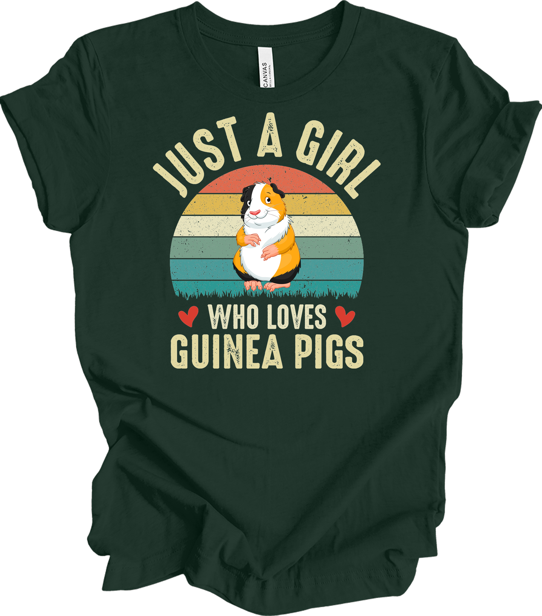 Just a Girl Who Loves Guinea Pigs - Cute Retro Pet Gift T-Shirt in Forest