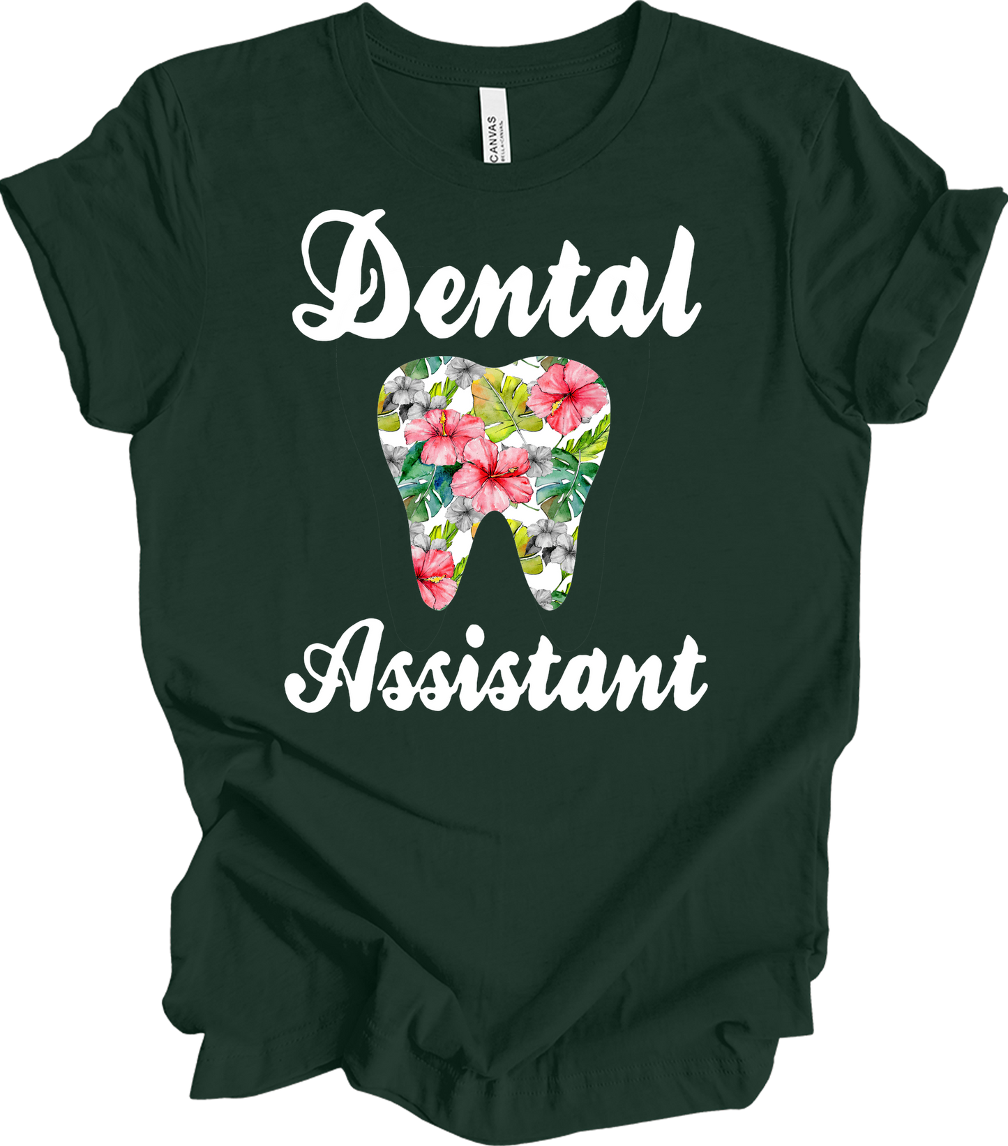 Dental Assistant Floral Tooth - Cute Dental Squad Gift T-Shirt in Forest