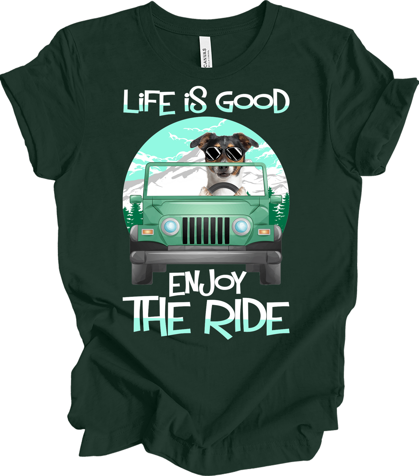 Jeeps and Dogs - Funny Jack Russell Terrier Owner Gift T-Shirt in Forest