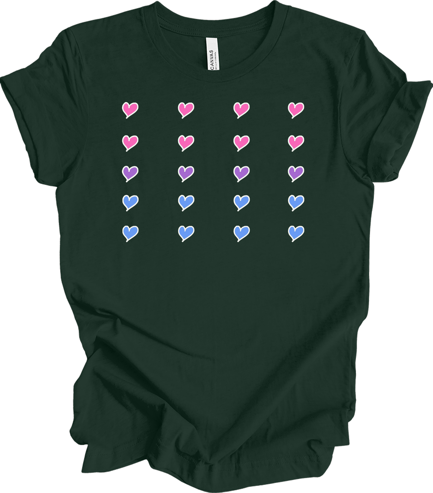Pride Hearts - Cute Design T-Shirt in Forest