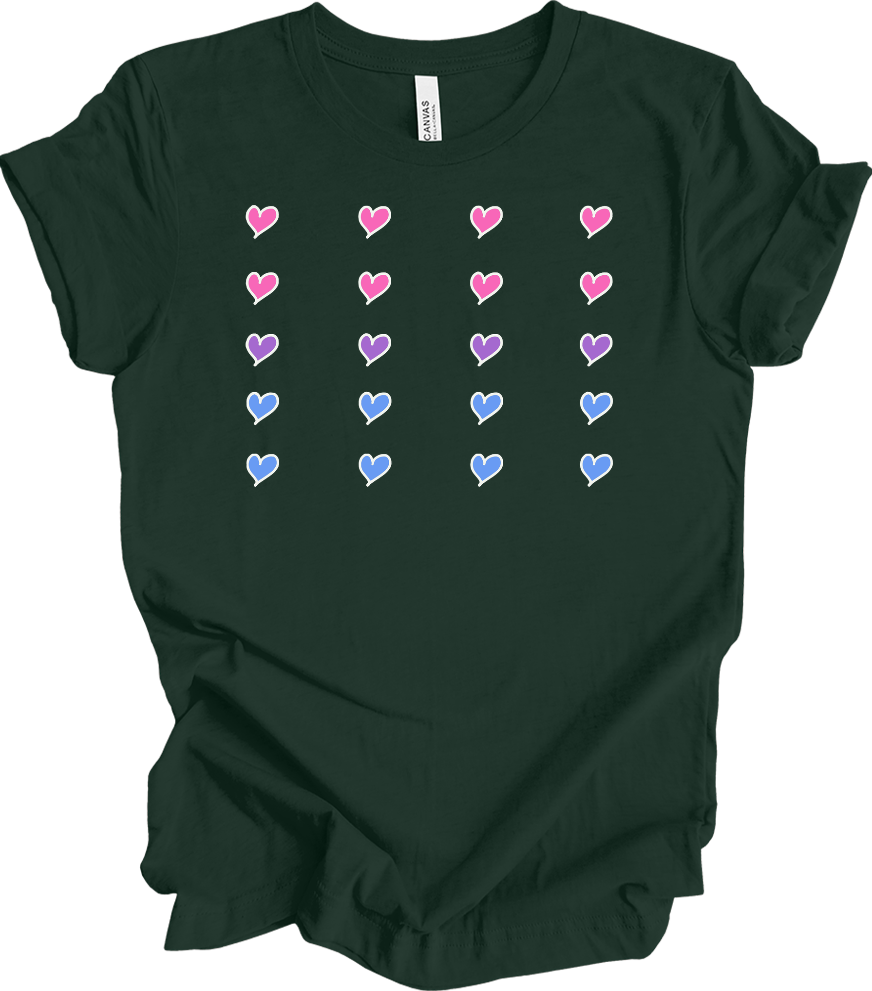 Pride Hearts - Cute Design T-Shirt in Forest
