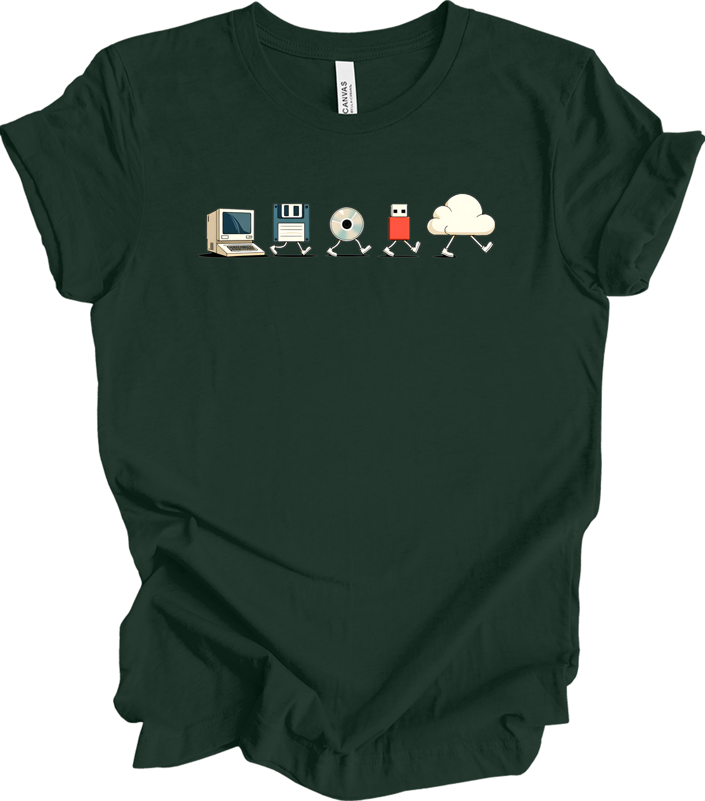 Retro Programmer Evolution T-Shirt in Forest