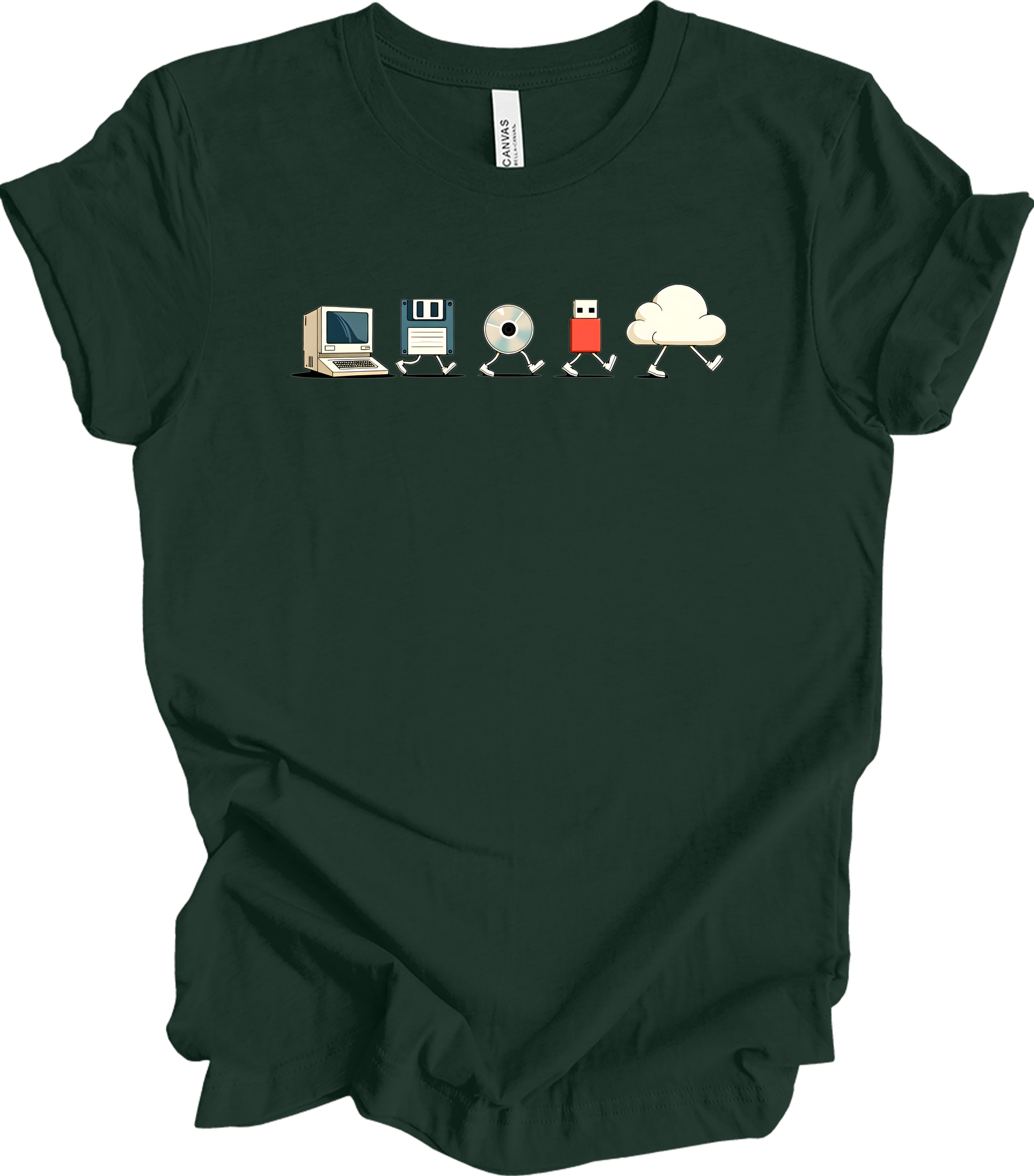 Retro Programmer Evolution T-Shirt in Forest