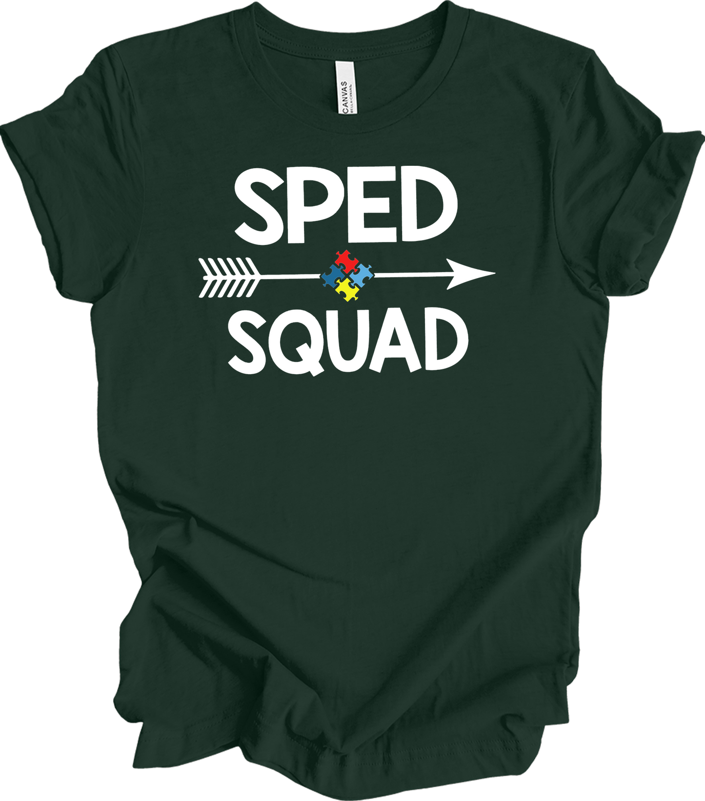 Education Teacher Sped Squad Special Education Autism Awareness T-Shirt in Forest