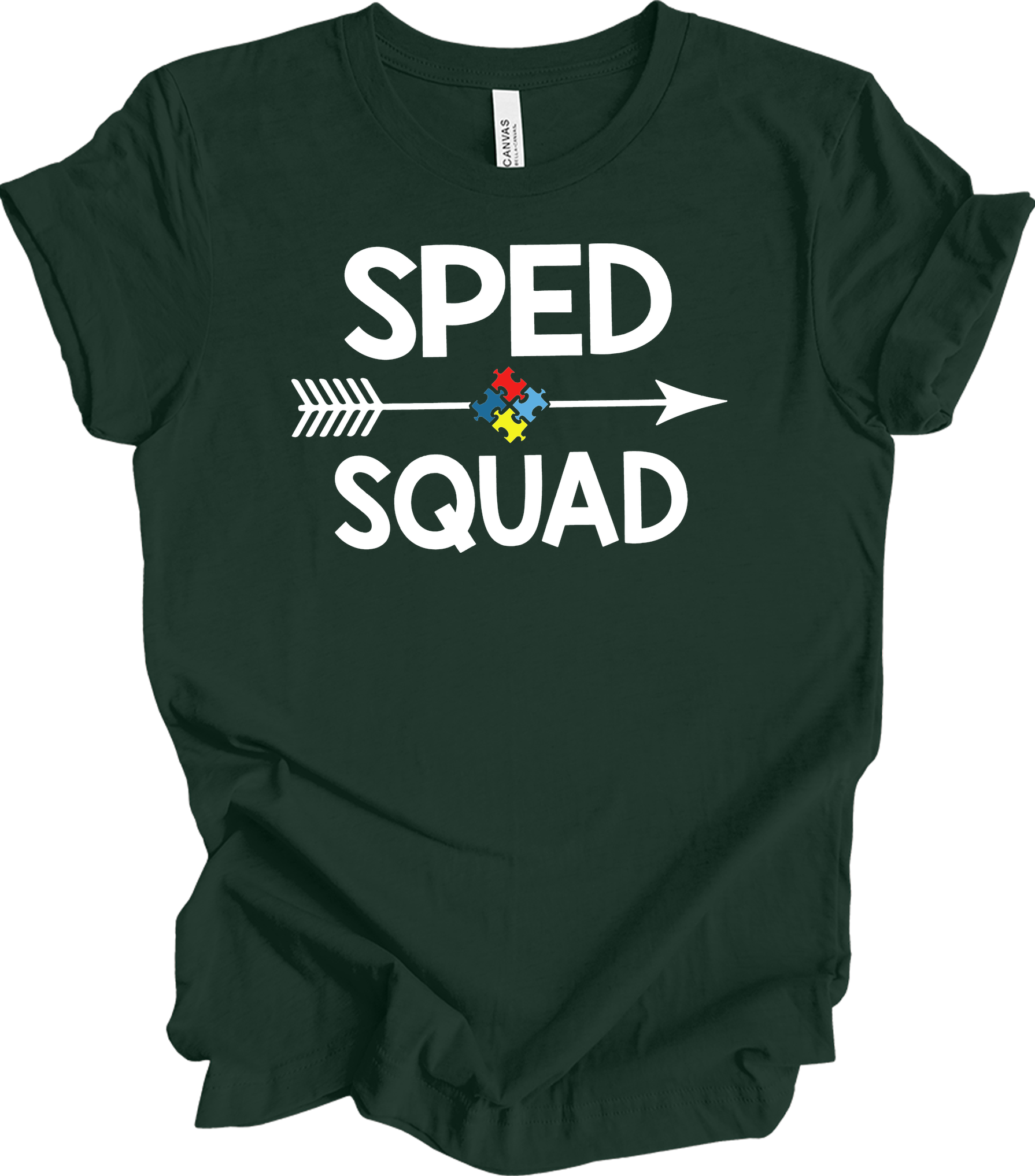 Education Teacher Sped Squad Special Education Autism Awareness T-Shirt in Forest
