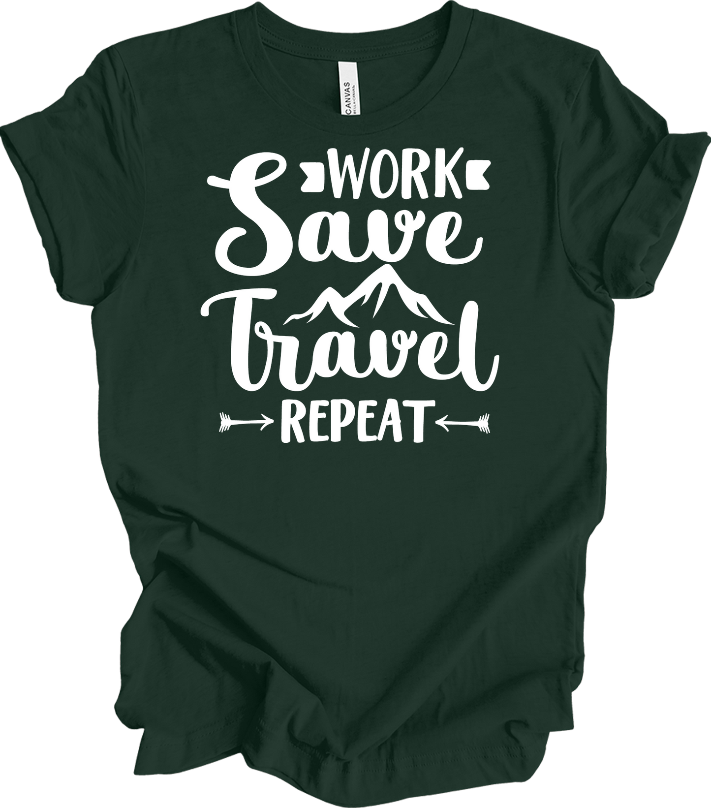 Work Save Travel Repeat - Adventure T-Shirt in Forest