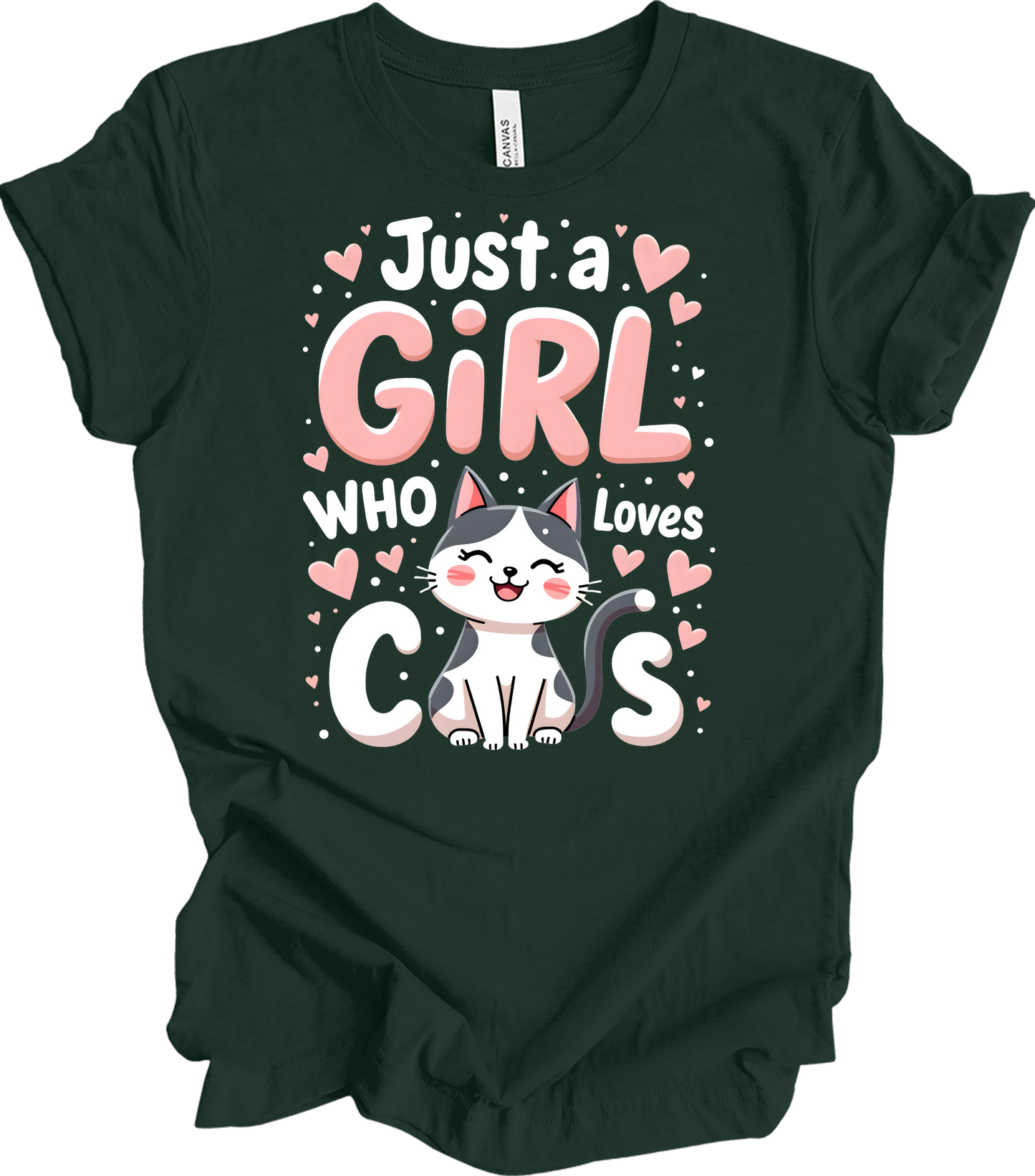 Just a Girl Who Loves Cats T-Shirt in Forest