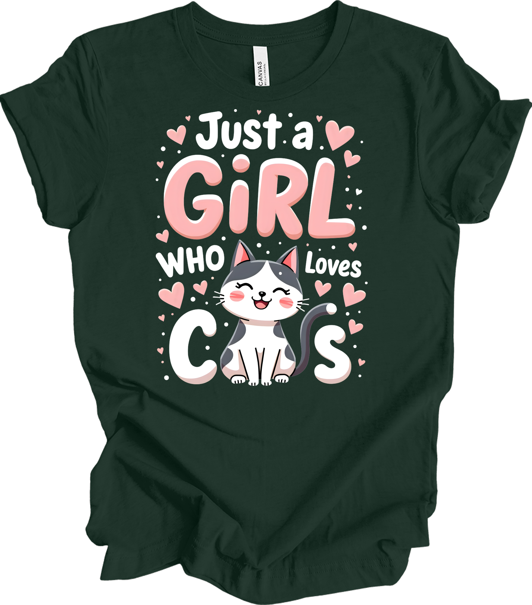 Just a Girl Who Loves Cats T-Shirt in Forest