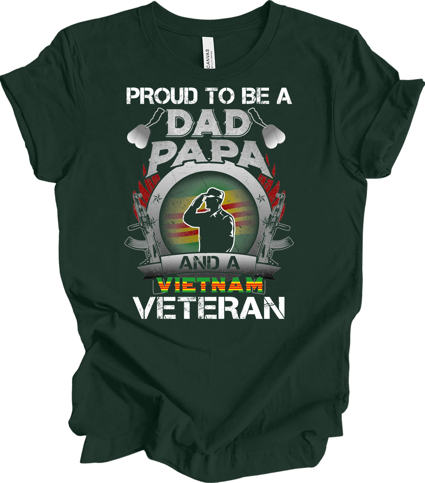 Vietnam Veteran Dad Papa Patriotic Military T-Shirt in Forest