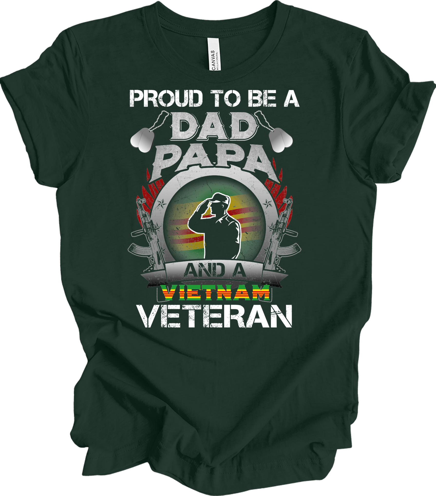 Vietnam Veteran Dad Papa Patriotic Military T-Shirt in Forest