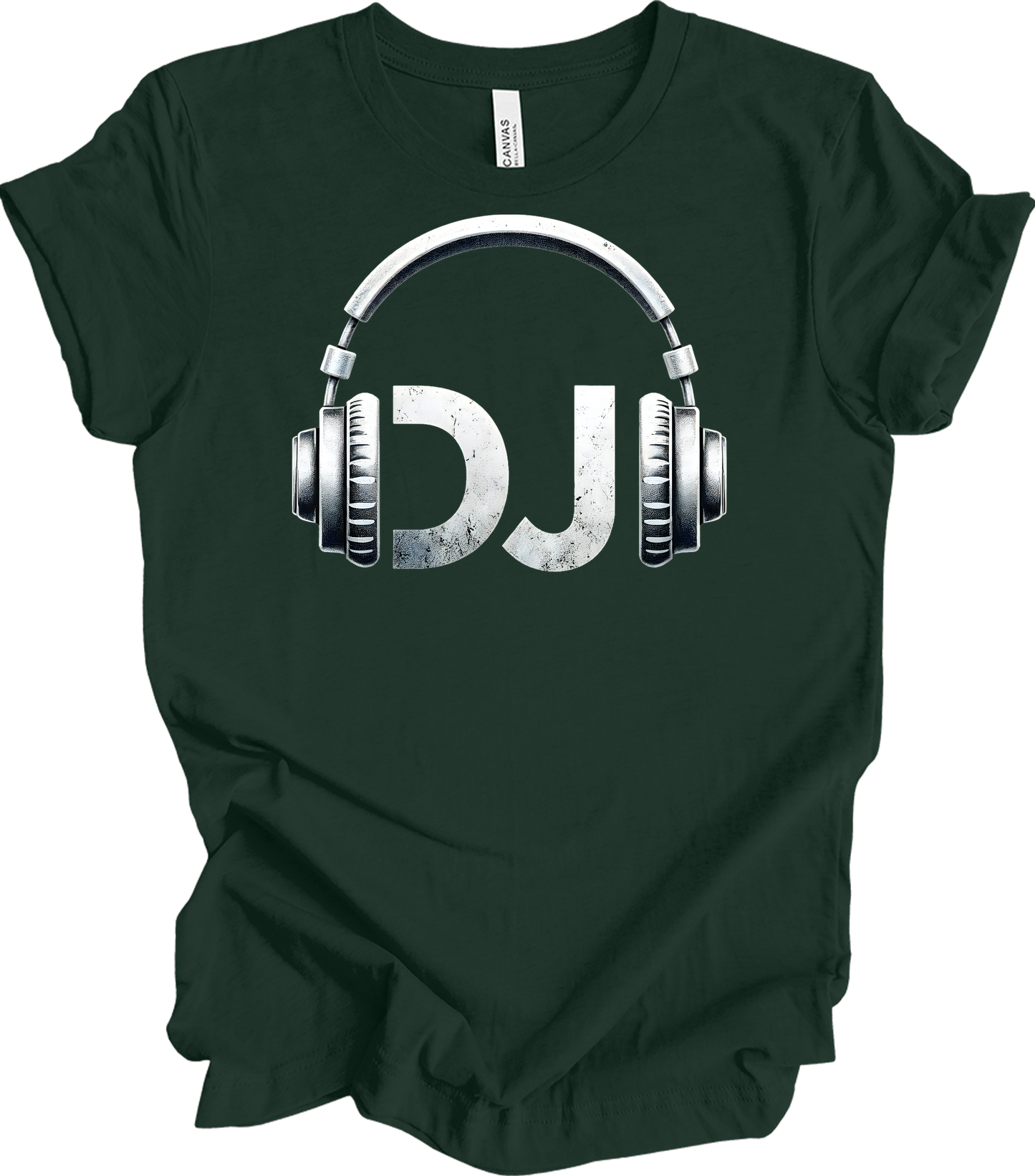 DJ Headphones Music T-Shirt in Forest