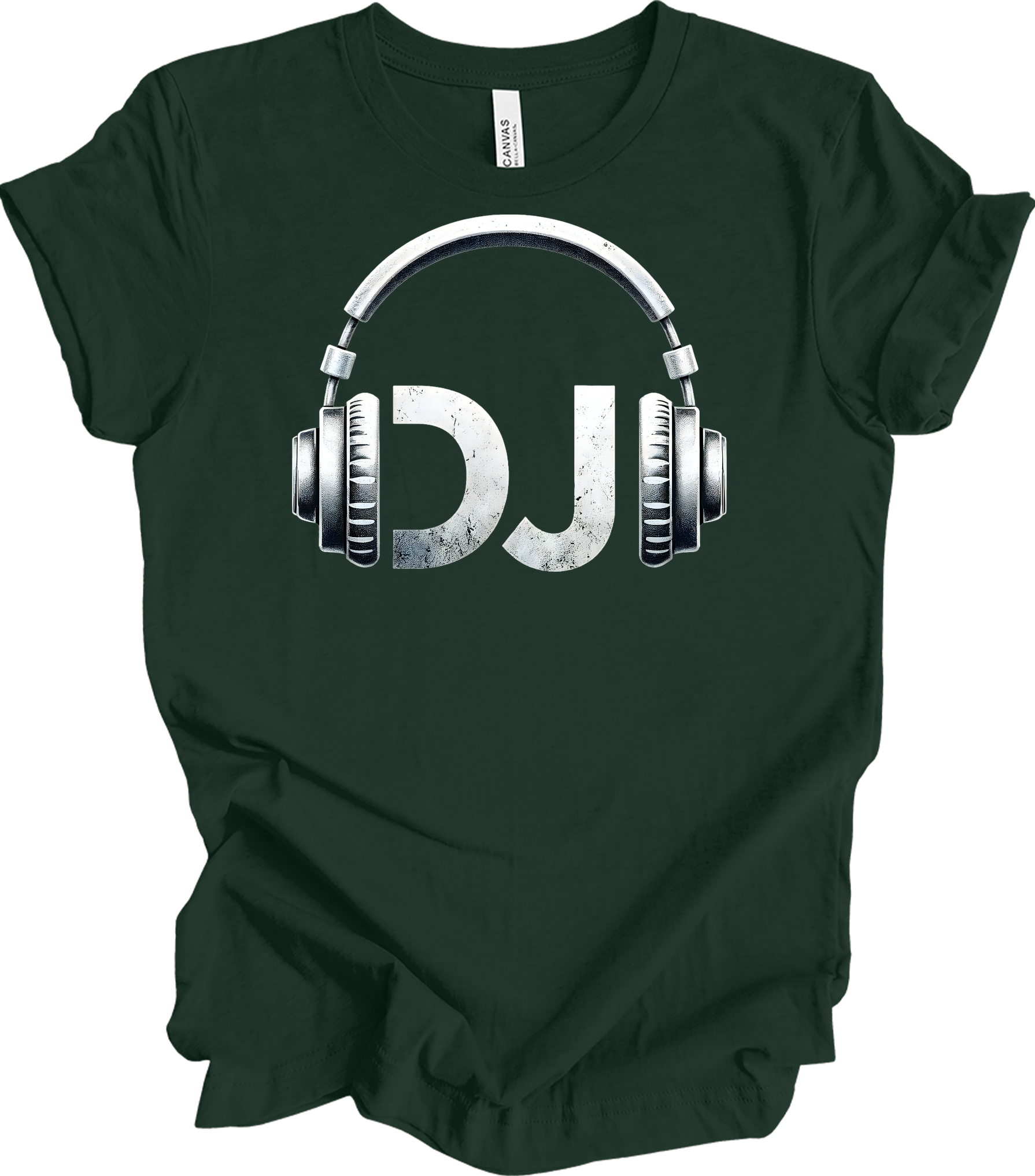 DJ Headphones Music T-Shirt in Forest