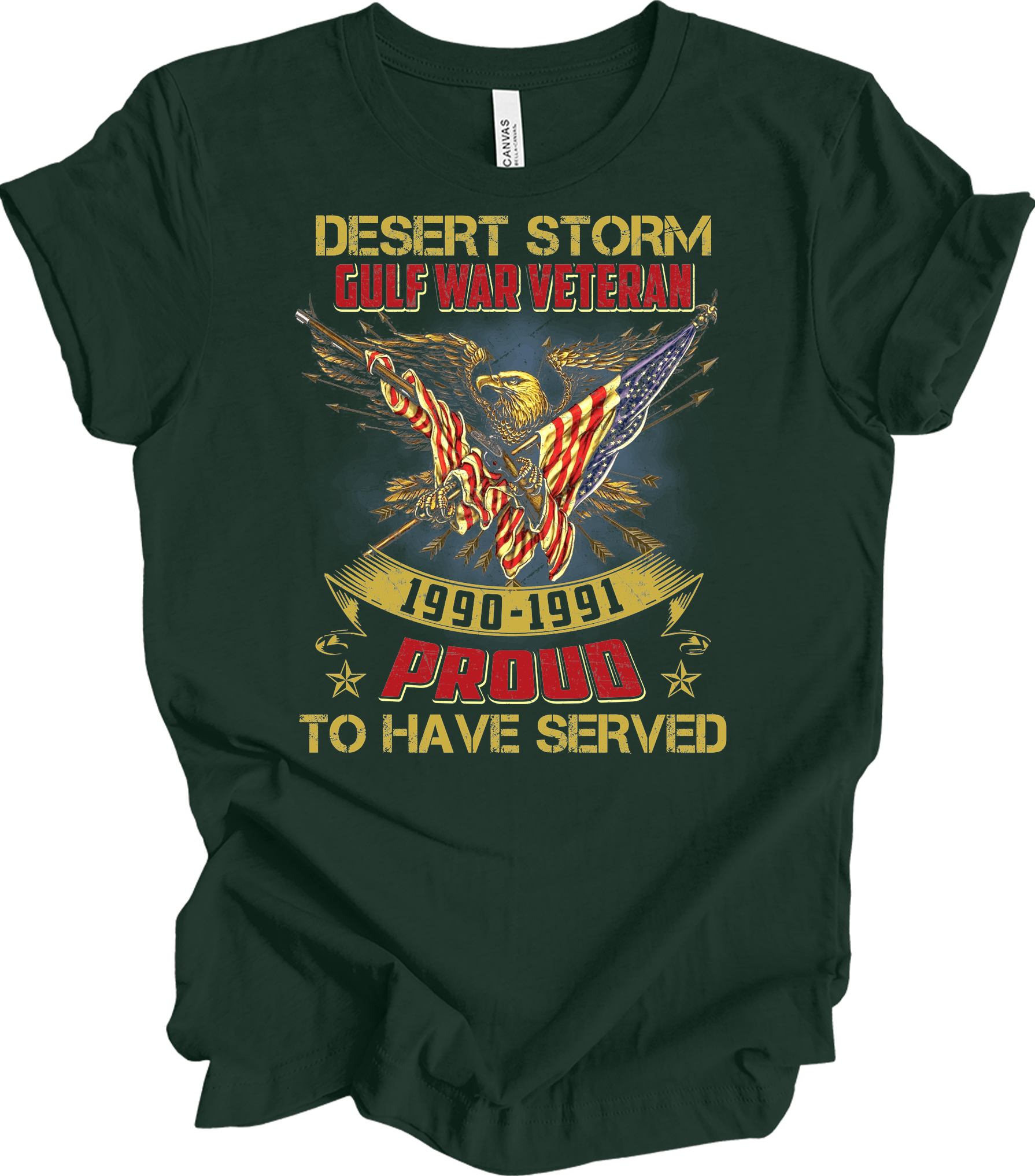 Desert Storm Veteran Proud T-Shirt in Forest
