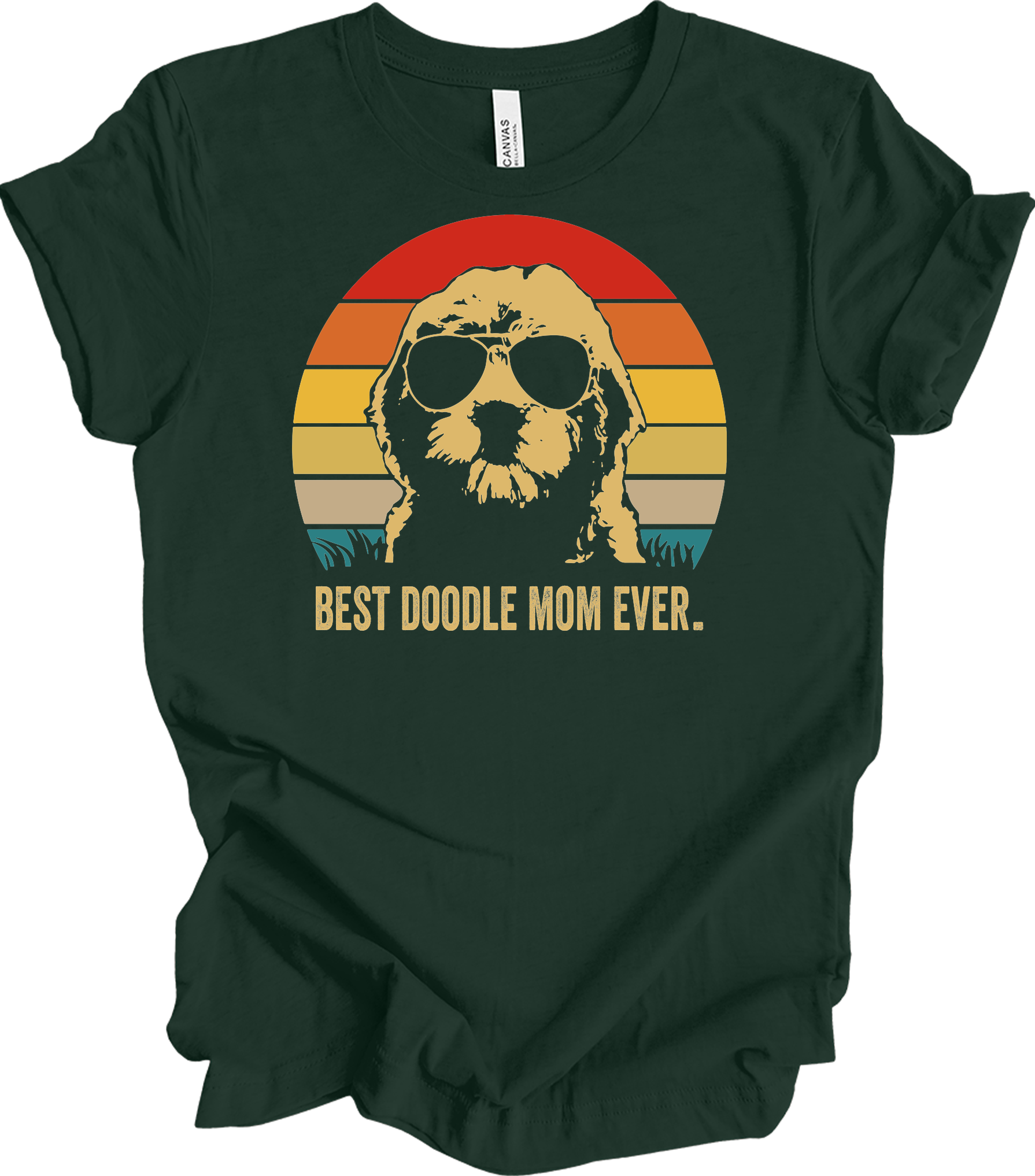 Best Doodle Mom Ever The Big Lebowski Style Retro Dog T-Shirt in Forest