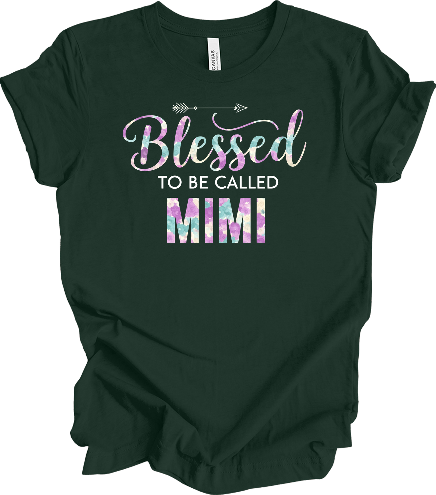 Blessed Mimi Floral Gift T-Shirt in Forest