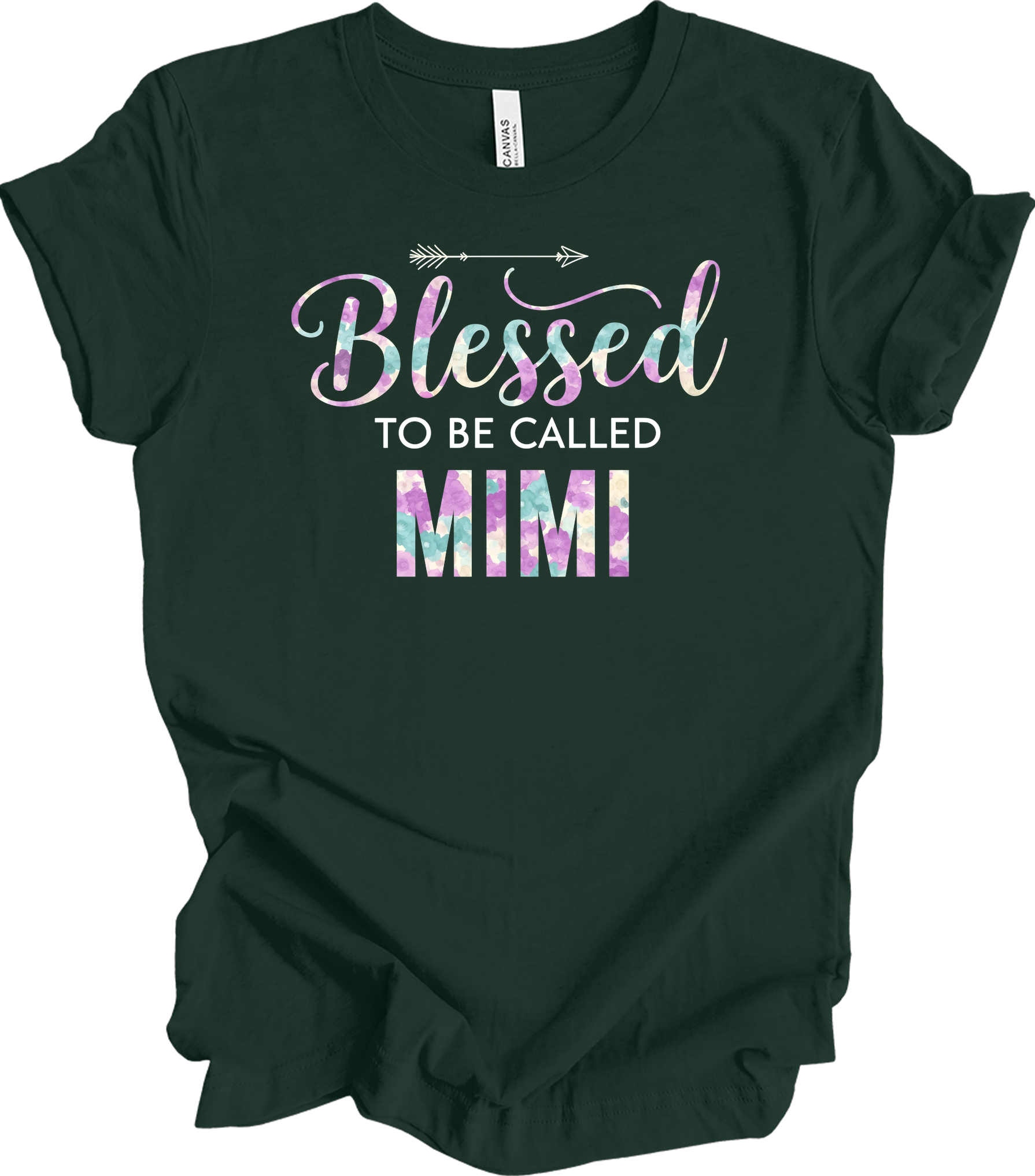 Blessed Mimi Floral Gift T-Shirt in Forest