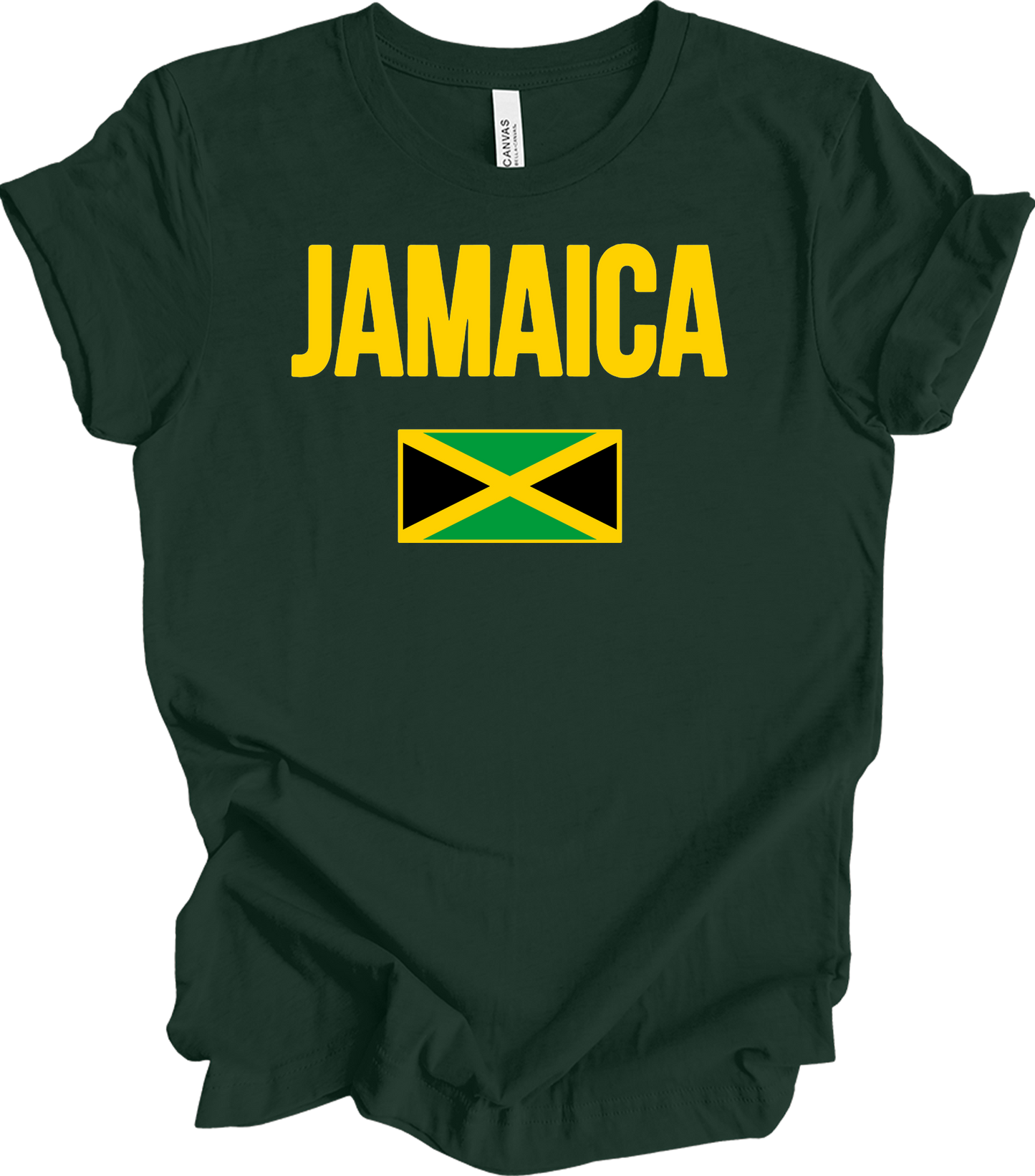 Jamaican Flag - Vintage Jamaica Travel Vacation T-Shirt in Forest