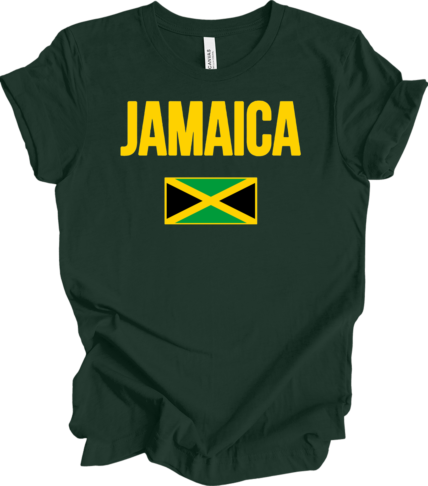 Jamaican Flag - Vintage Jamaica Travel Vacation T-Shirt in Forest