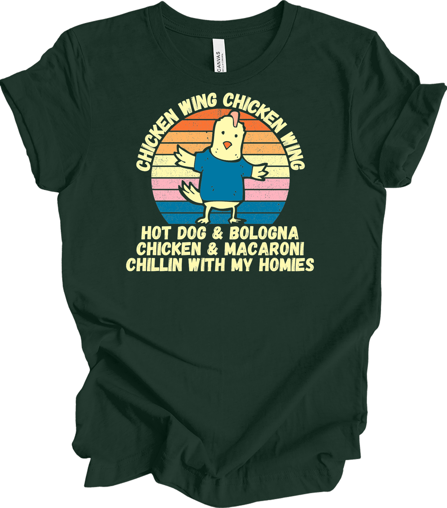 Chicken Wing Chicken Wing Hot Dog and Bologna Funny Meme T-Shirt in Forest
