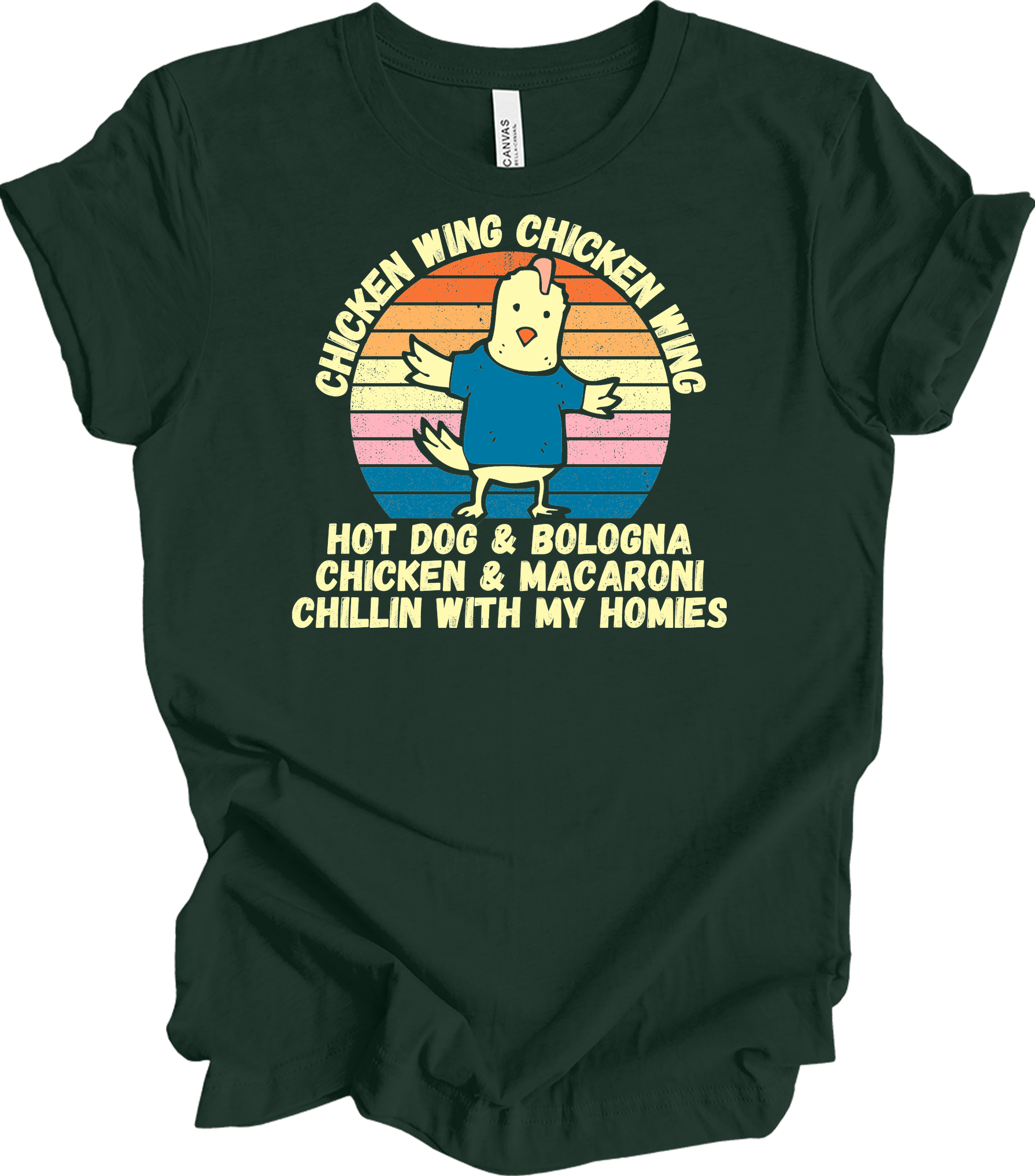 Chicken Wing Chicken Wing Hot Dog and Bologna Funny Meme T-Shirt in Forest