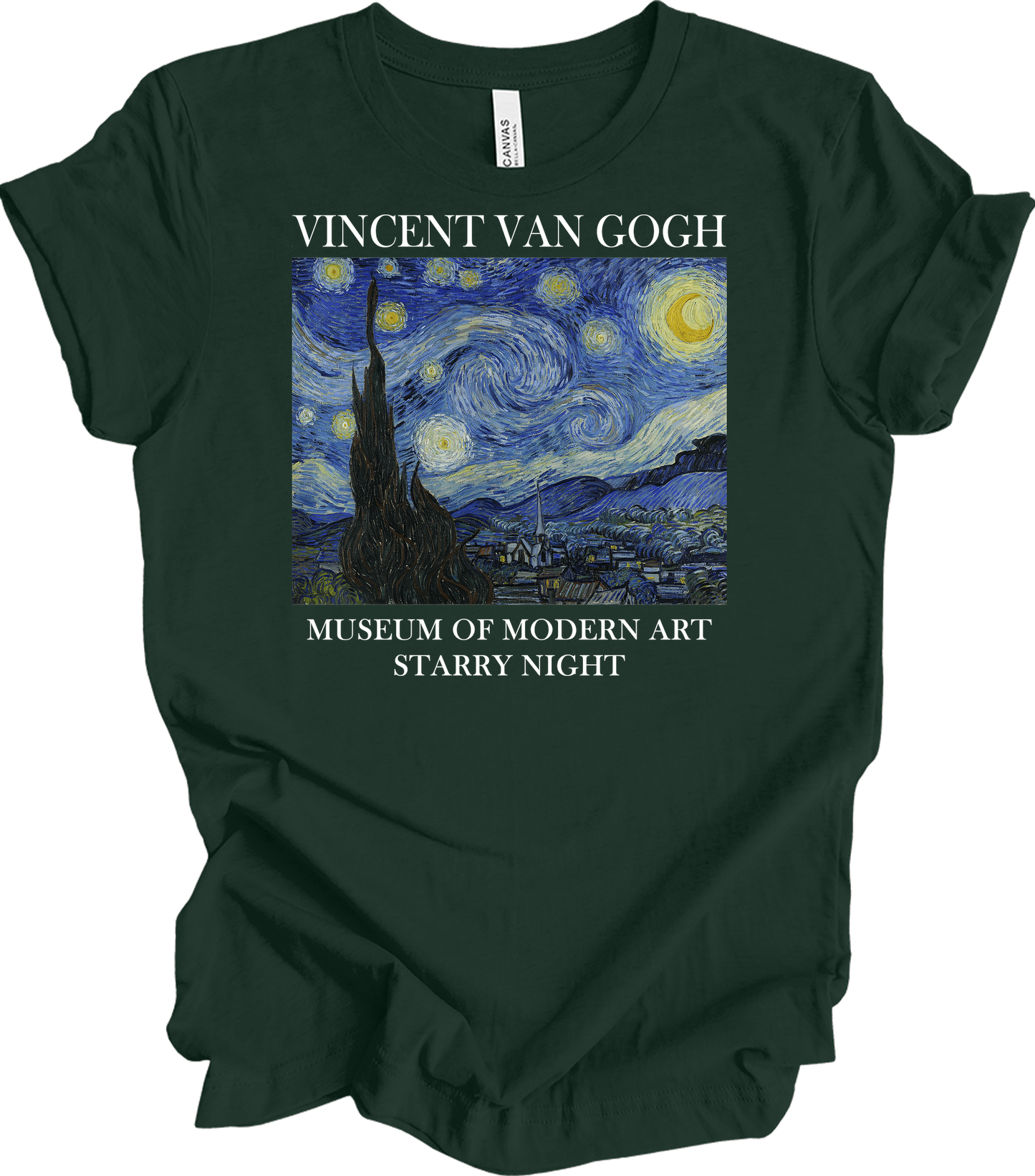 Van Gogh Starry Night Painting Art T-Shirt in Forest