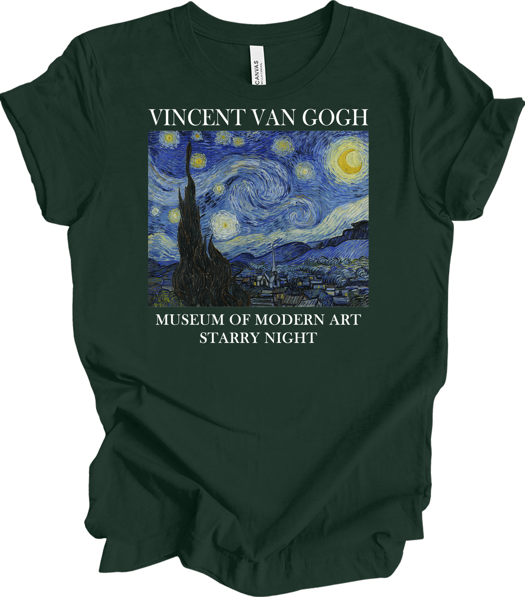 Van Gogh Starry Night Painting Art T-Shirt in Forest