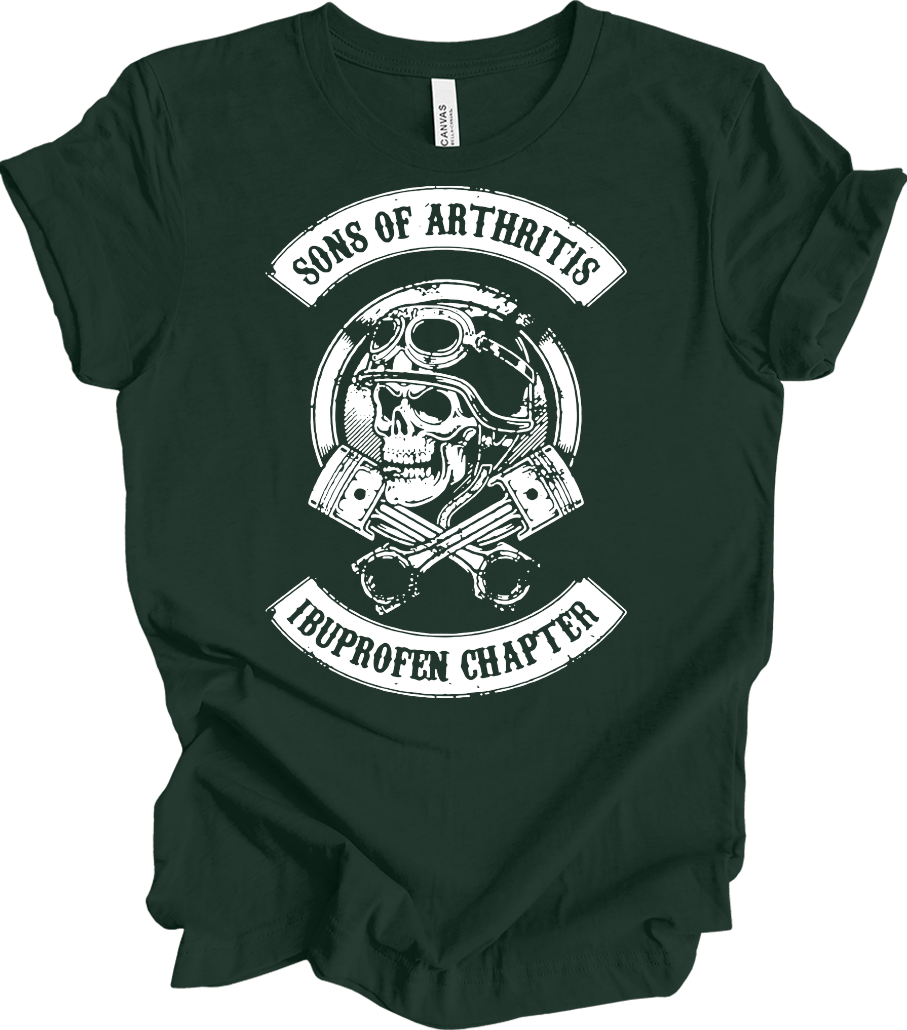 Sons of Arthritis Ibuprofen Chapter Biker T-Shirt in Forest