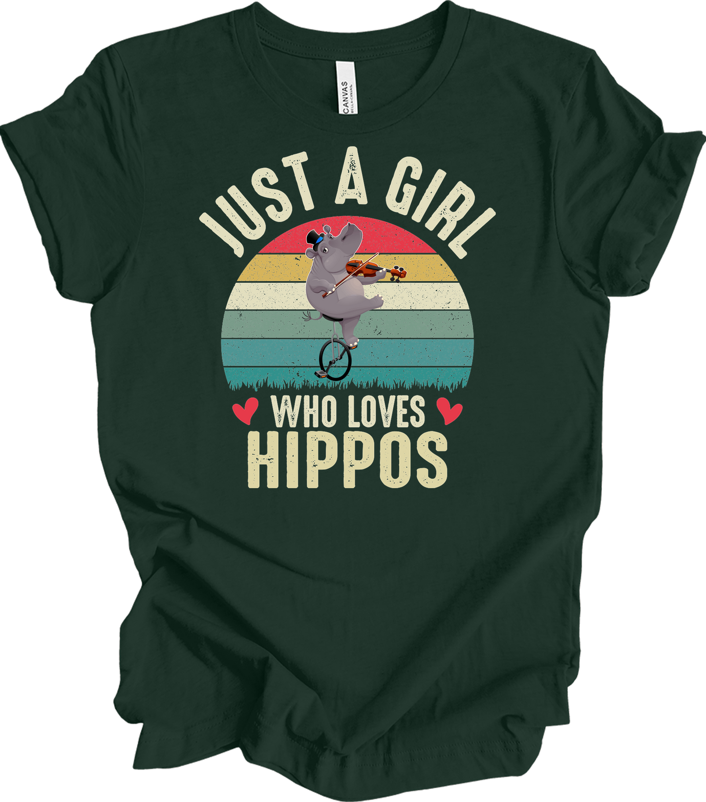 Just A Girl Who Loves Hippos T-Shirt in Forest