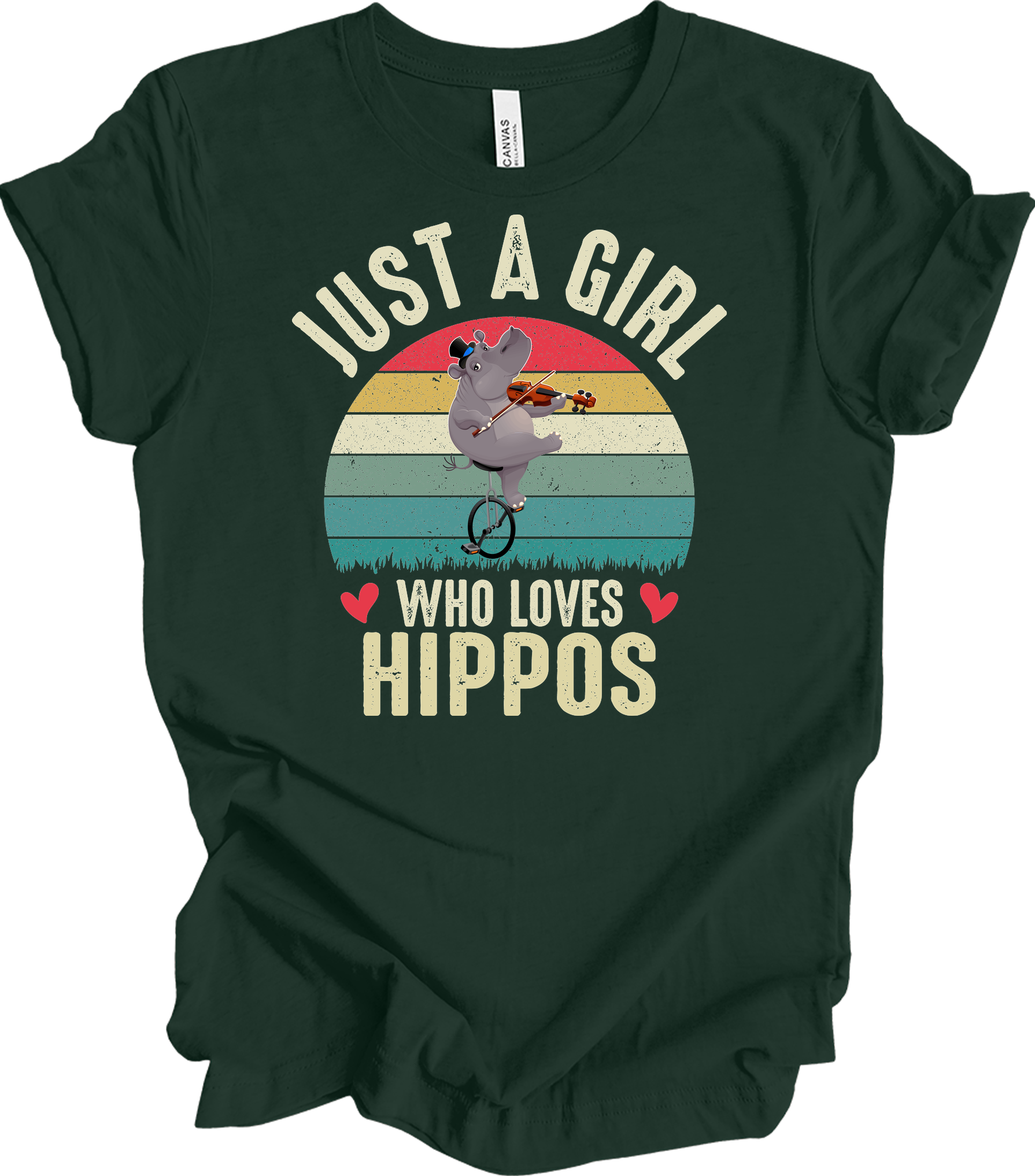 Just A Girl Who Loves Hippos T-Shirt in Forest