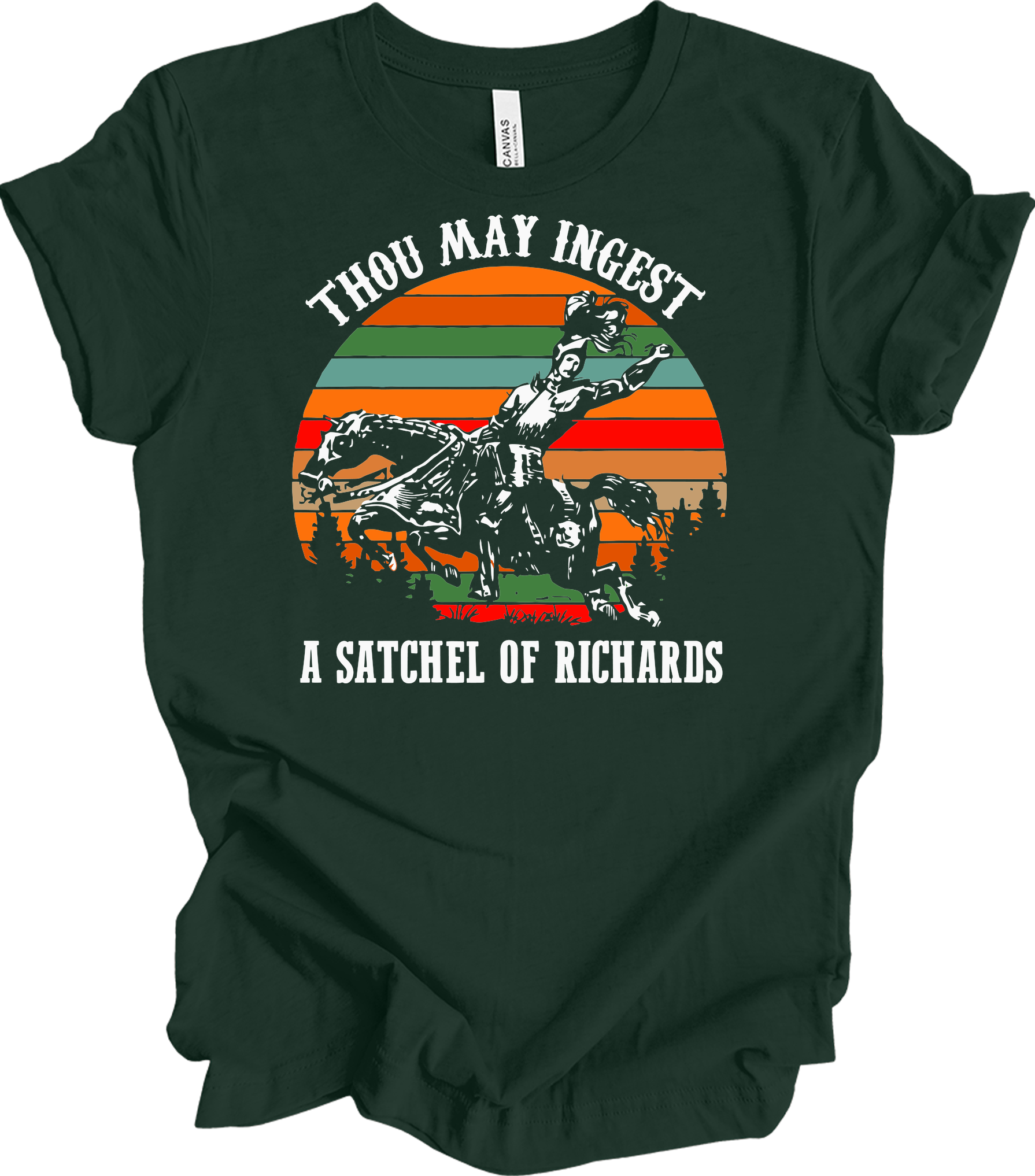 Satchel of Richards Funny T-Shirt in Forest Green