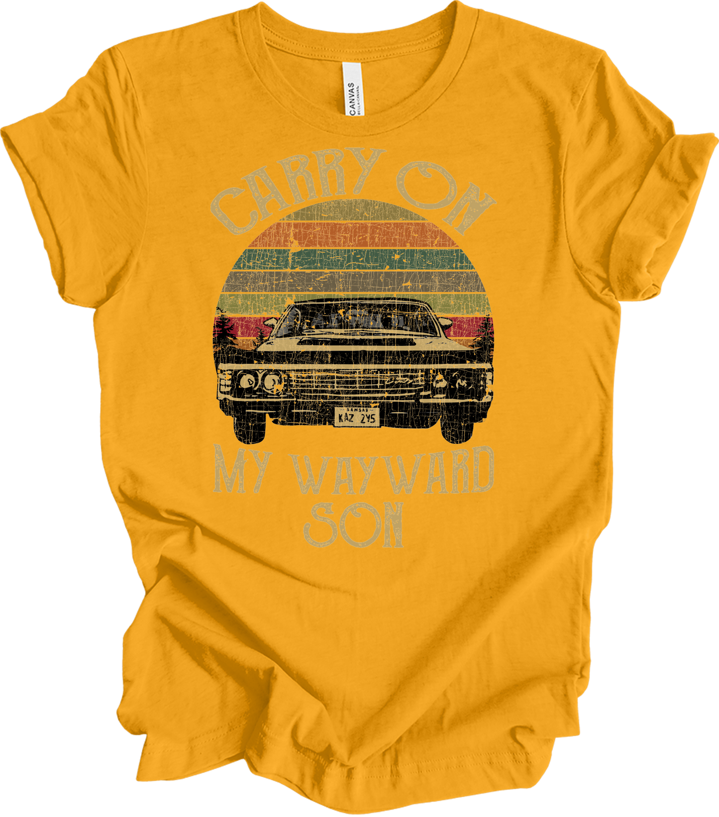 Carry On Wayward Son Supernatural Vintage T-Shirt in Gold